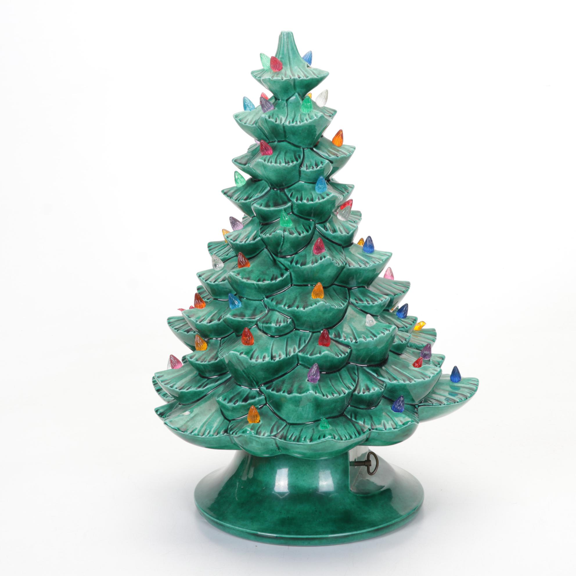 Musical, Light-Up Ceramic Christmas Tree With Novelty Holiday Mugs