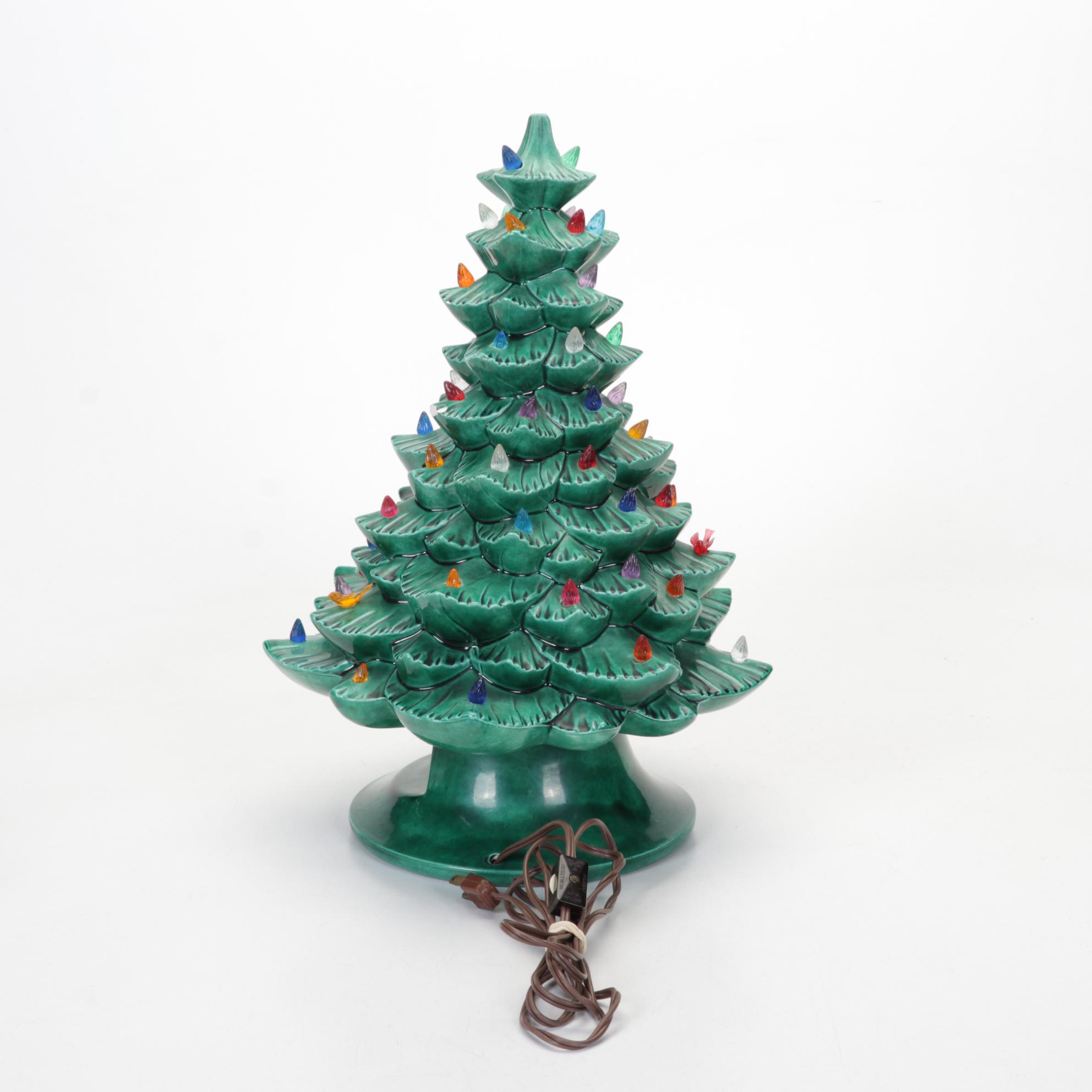 Musical, Light-Up Ceramic Christmas Tree With Novelty Holiday Mugs