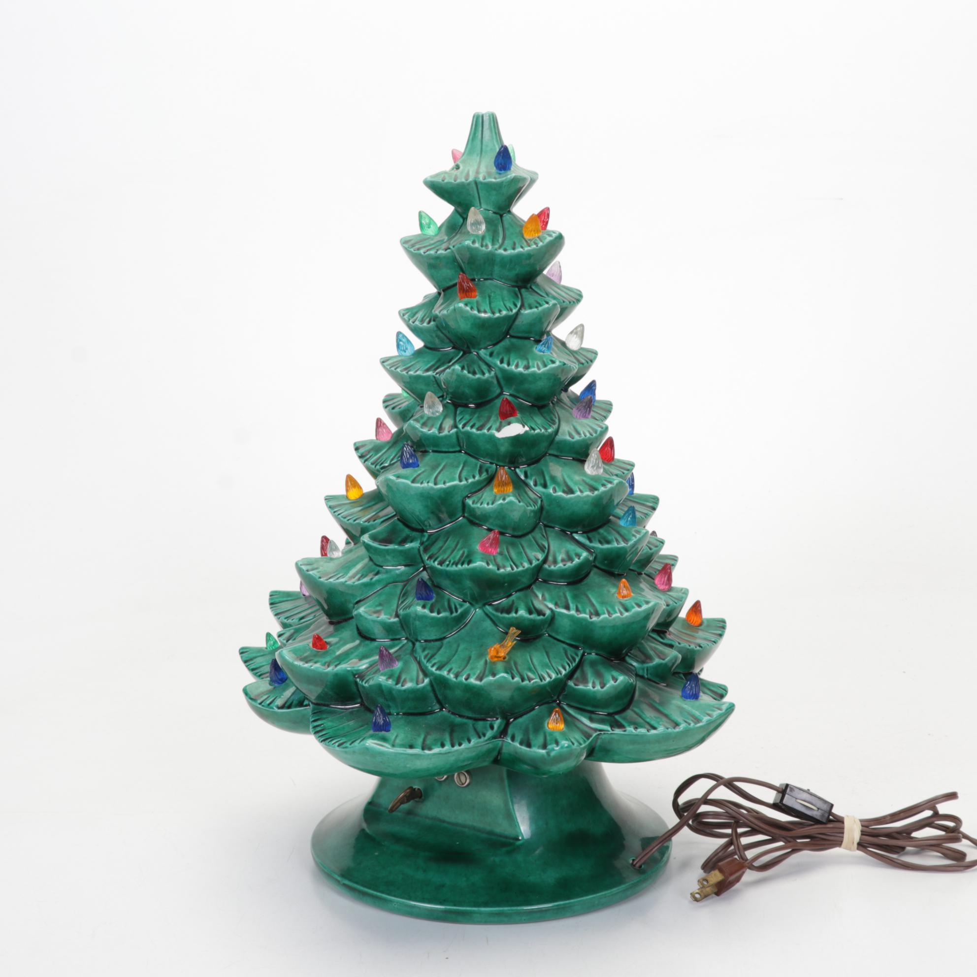 Musical, Light-Up Ceramic Christmas Tree With Novelty Holiday Mugs
