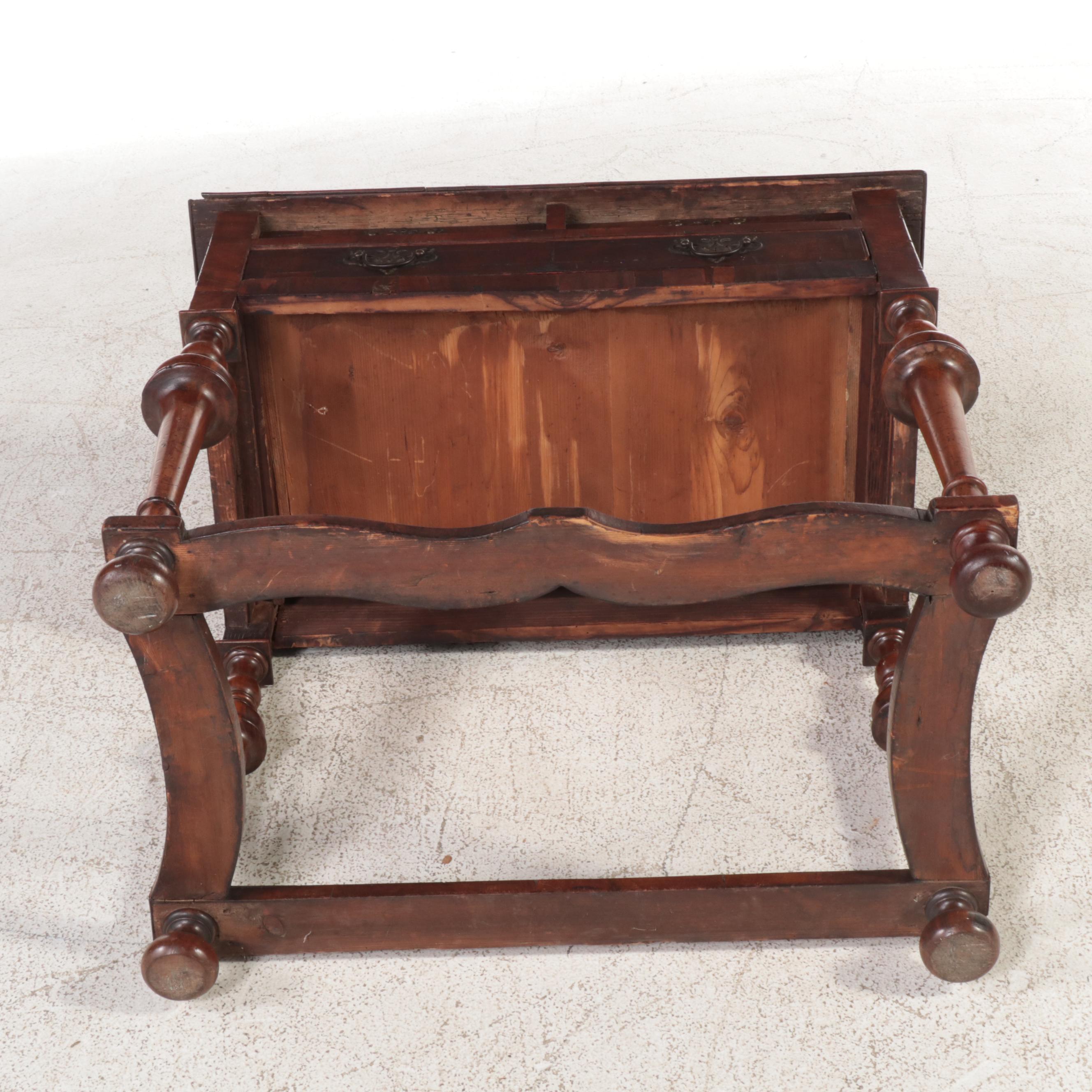 William and Mary Figured Walnut Lowboy, 18th Century