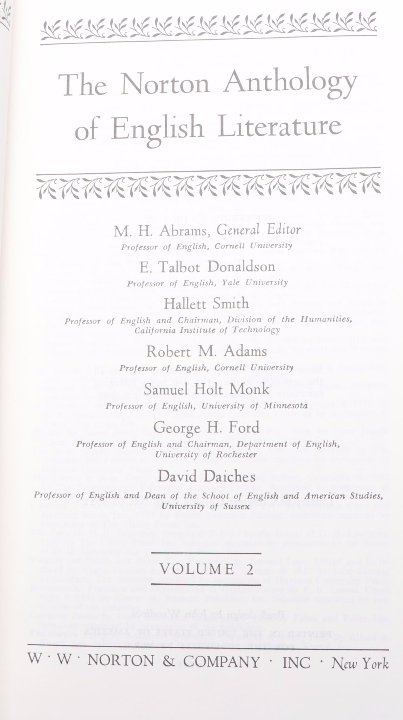 "The Norton Anthology of Literature" Two Volume Set, Mid-20th Century