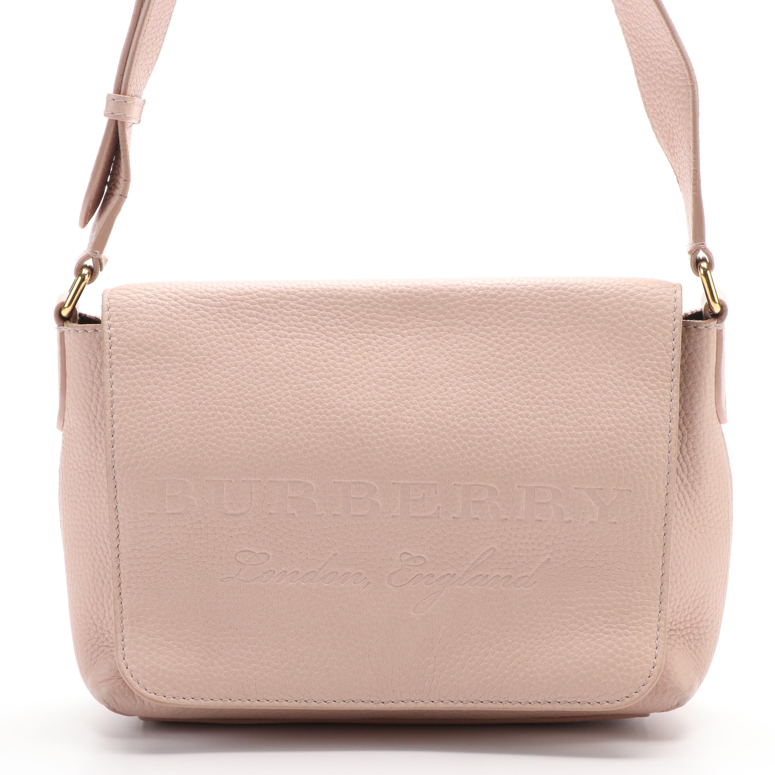 Burberry Light Pink Leather Small Burleigh Shoulder Bag