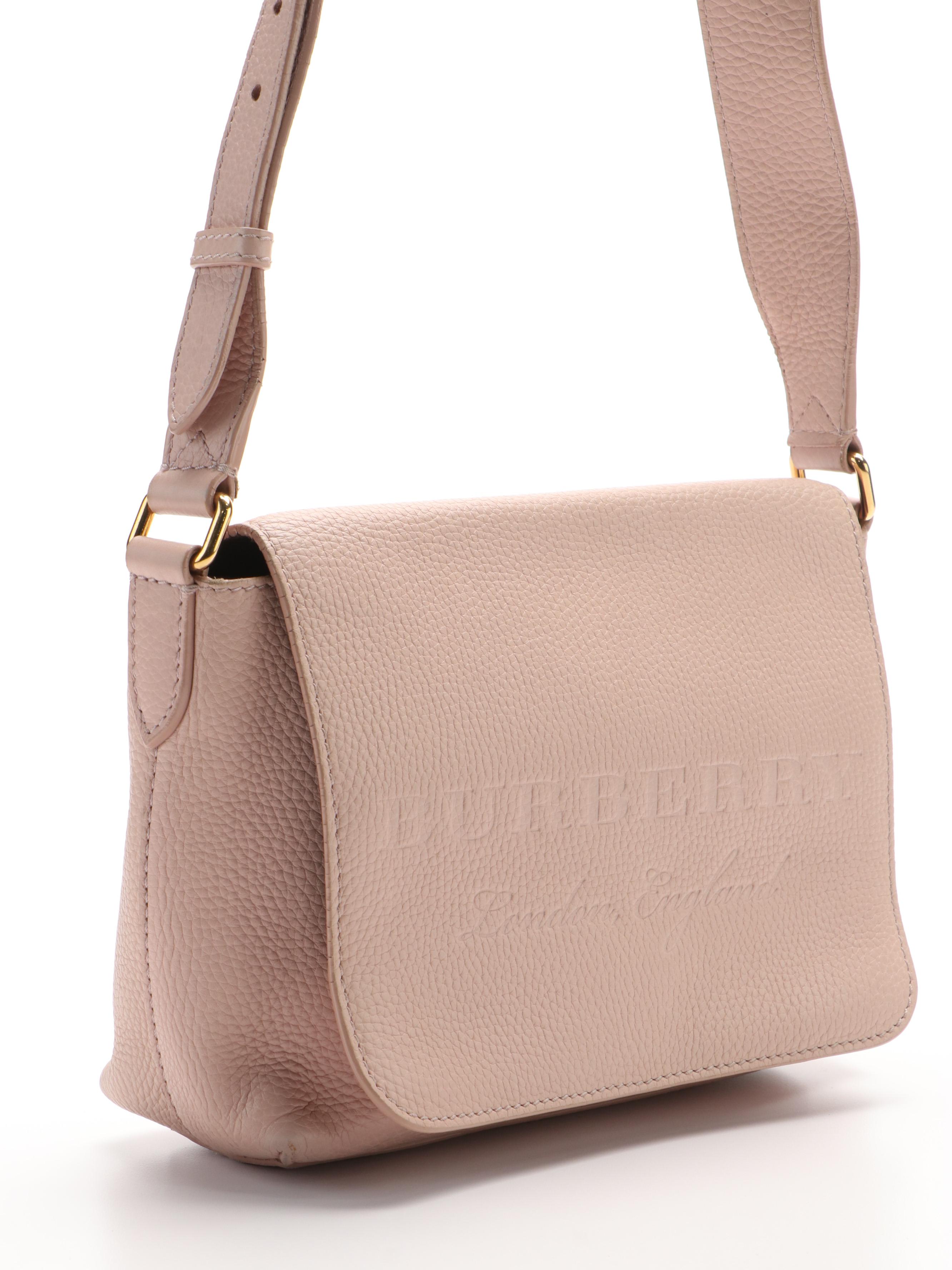 Burberry Light Pink Leather Small Burleigh Shoulder Bag