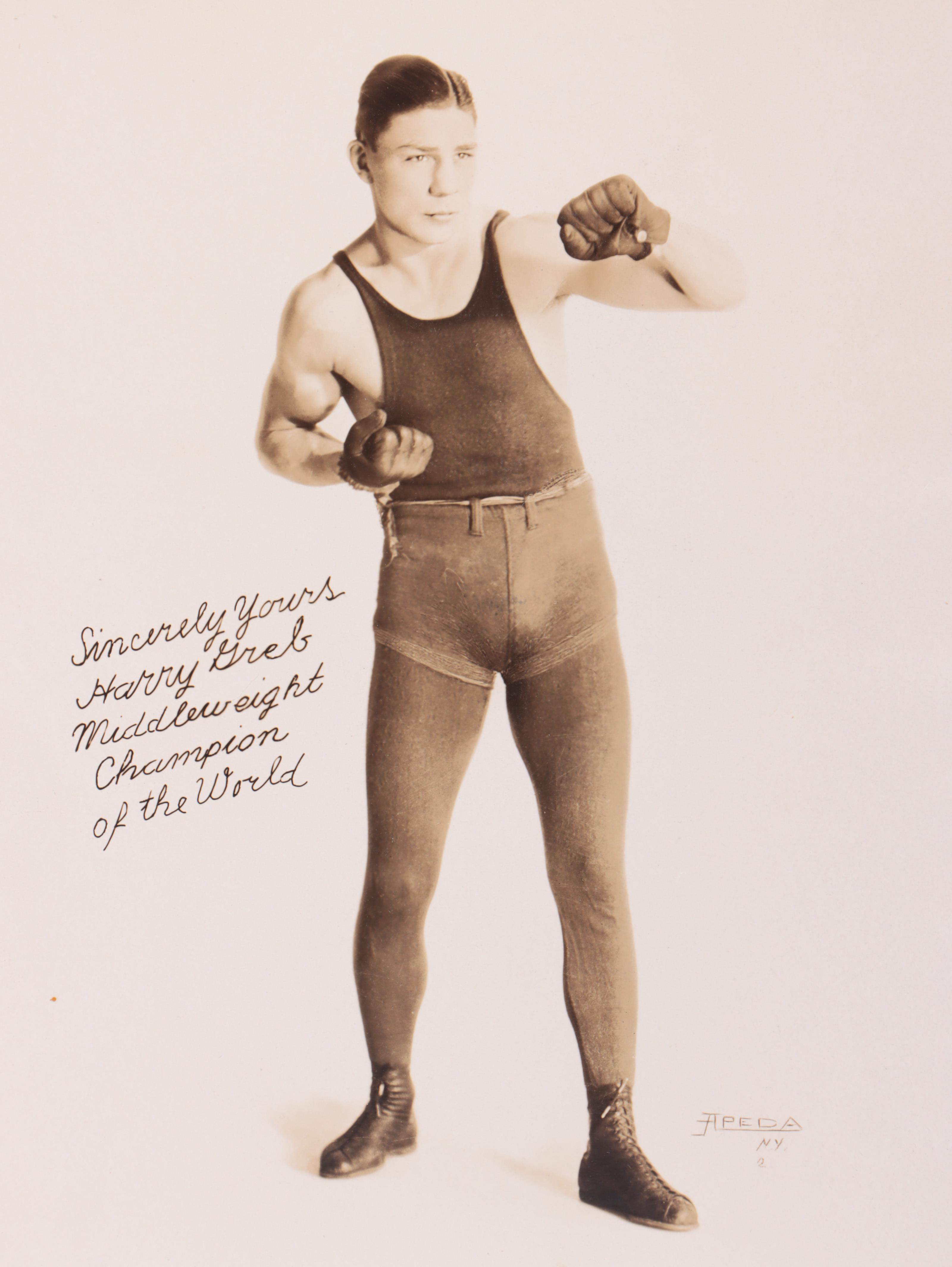 Harry Greb Photograph with Inscription From the Boxer's Family