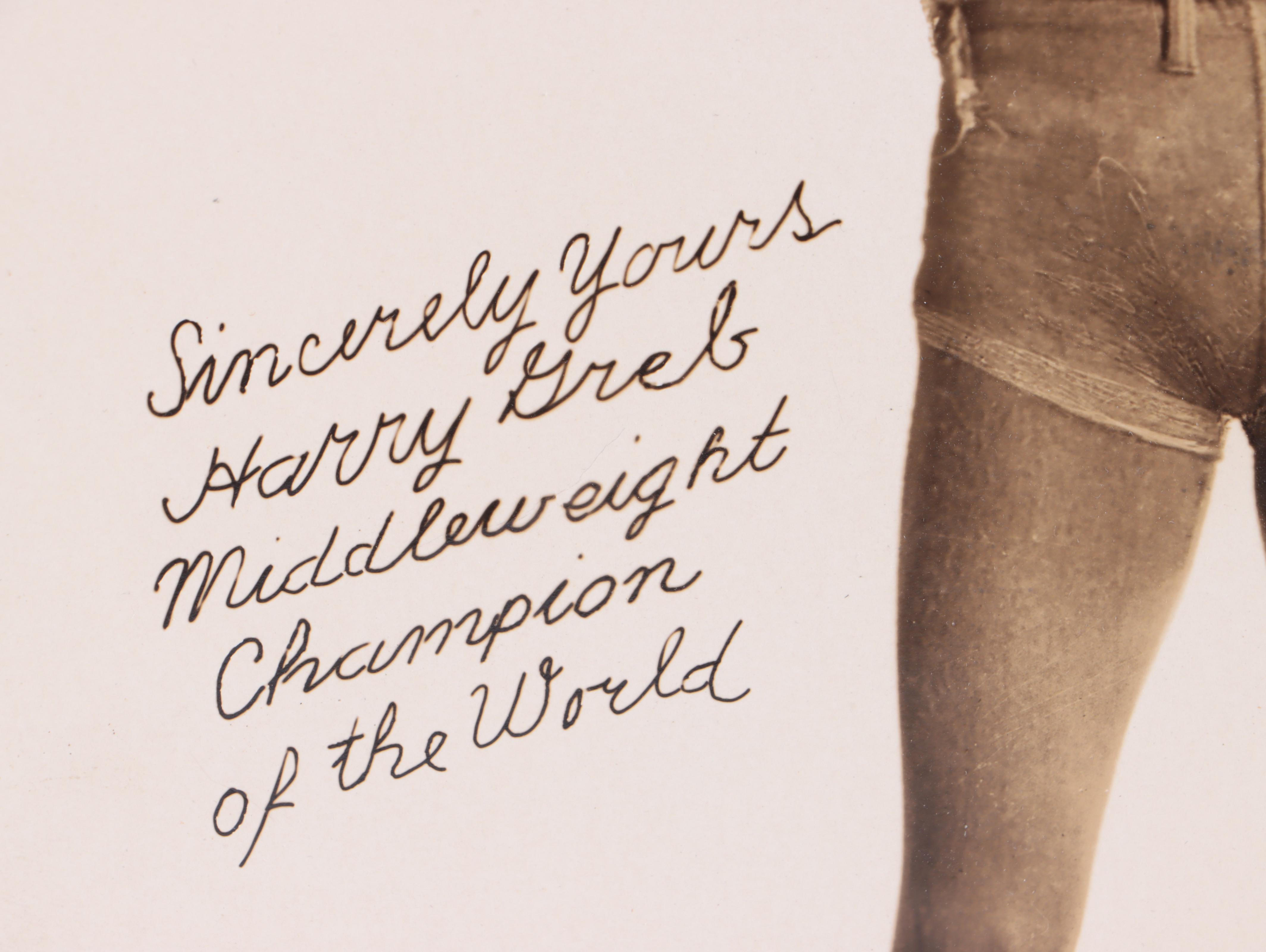 Harry Greb Photograph with Inscription From the Boxer's Family