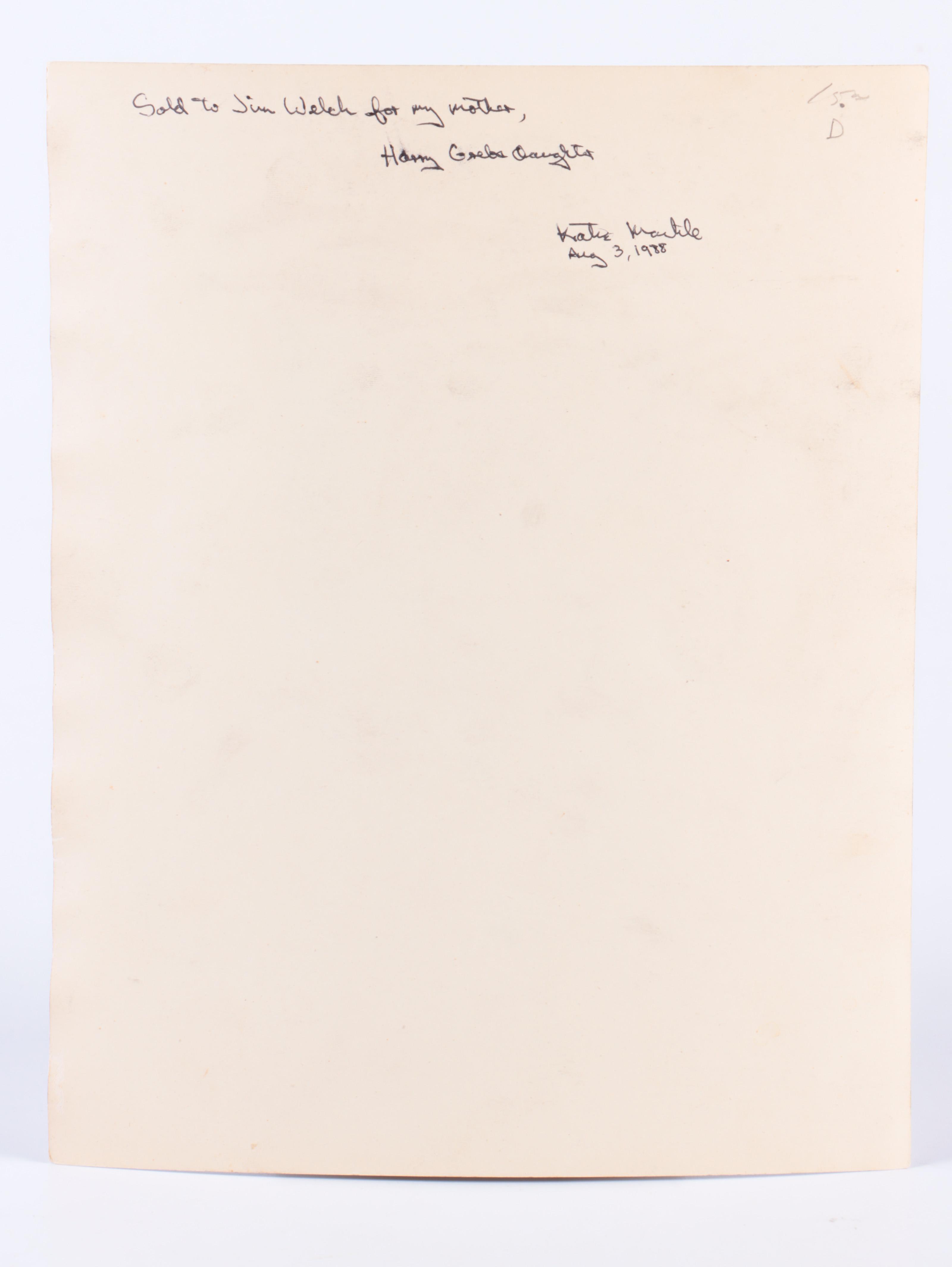 Harry Greb Photograph with Inscription From the Boxer's Family