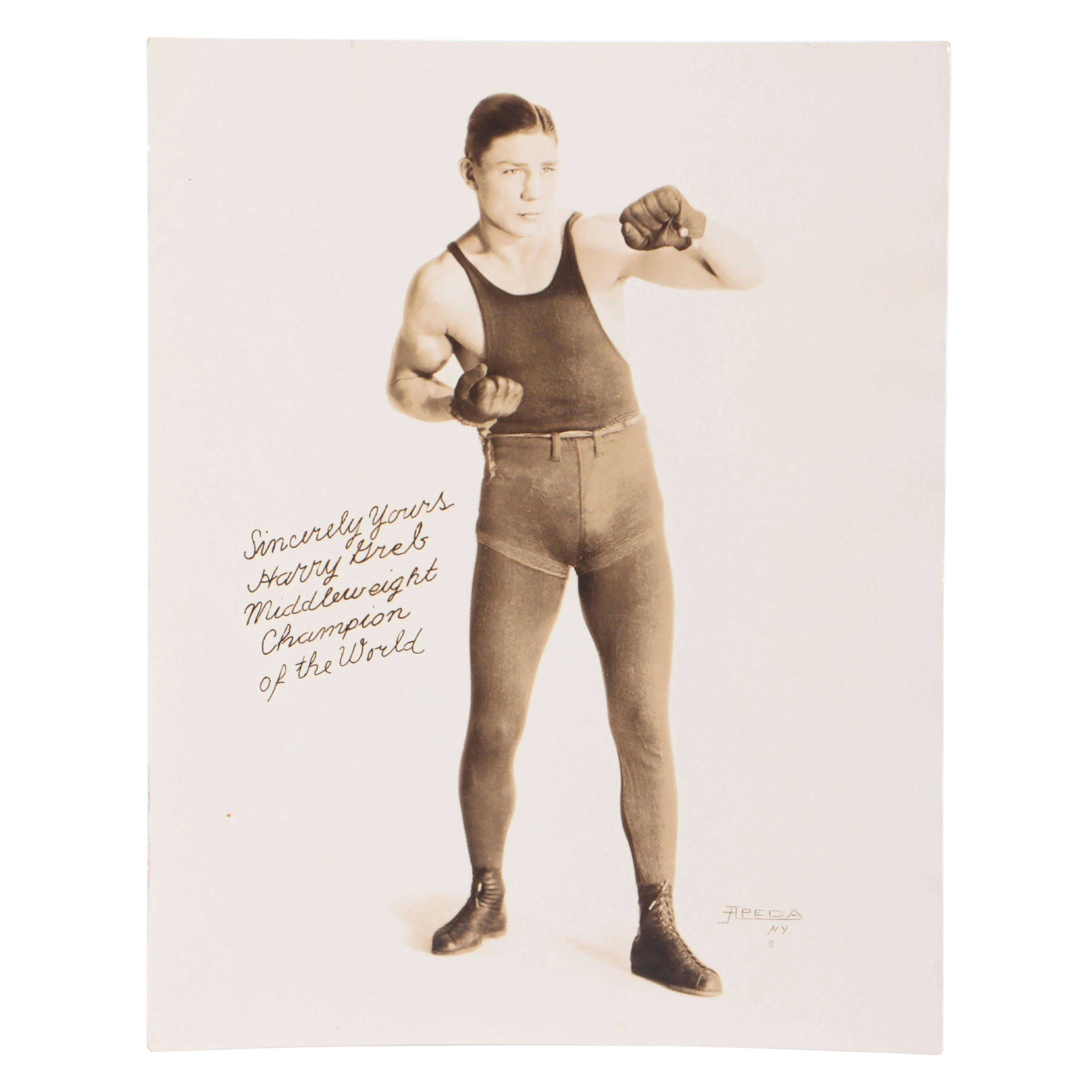 Harry Greb Photograph with Inscription From the Boxer's Family