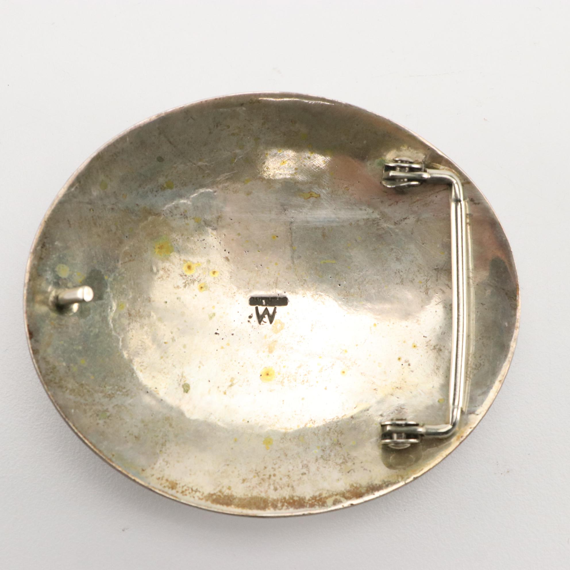 Pete Navajo Sterling Silver and Turquoise Southwestern Buckle EBTH