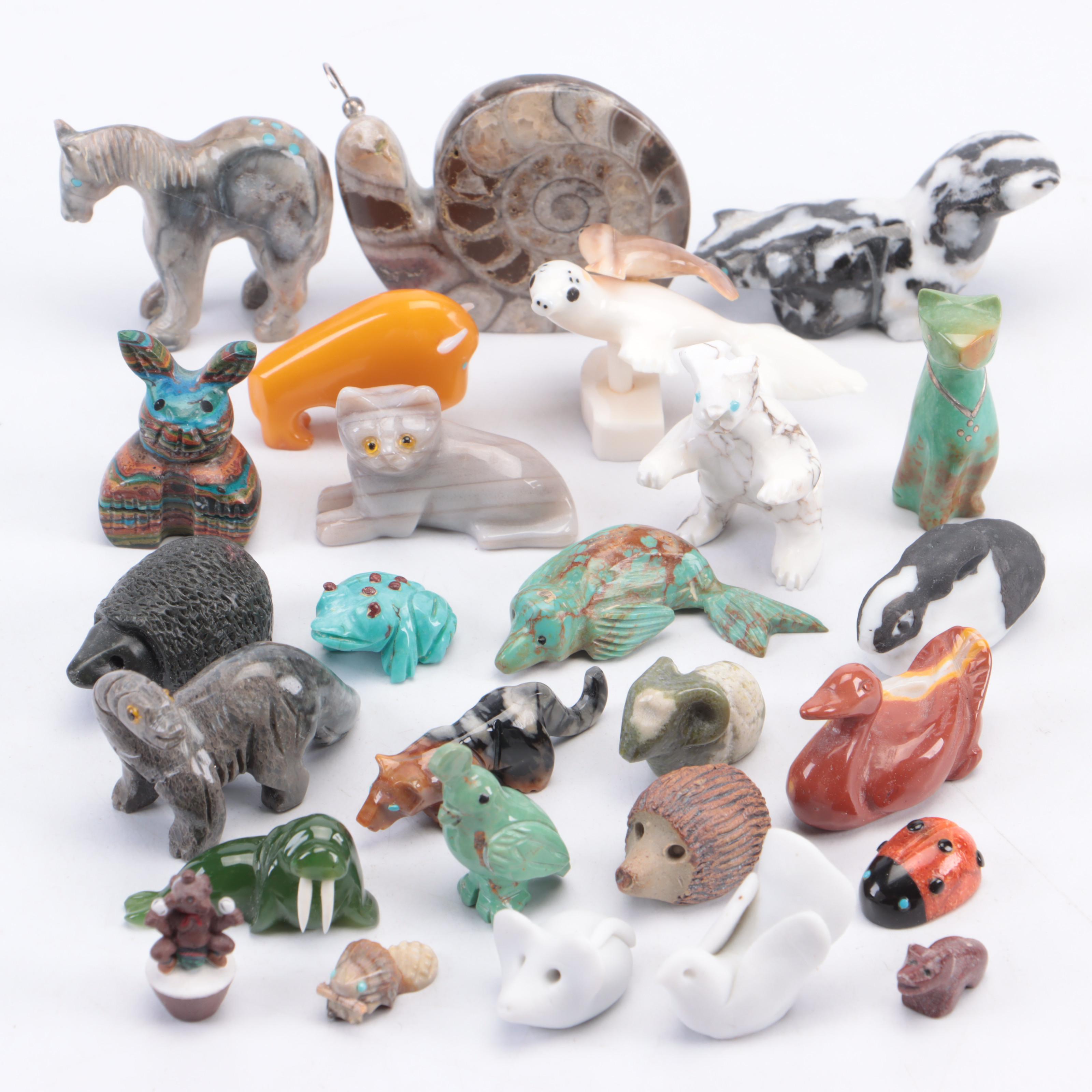 Zuni Carved Stone Fetishes and Other Carved Animal Figurines