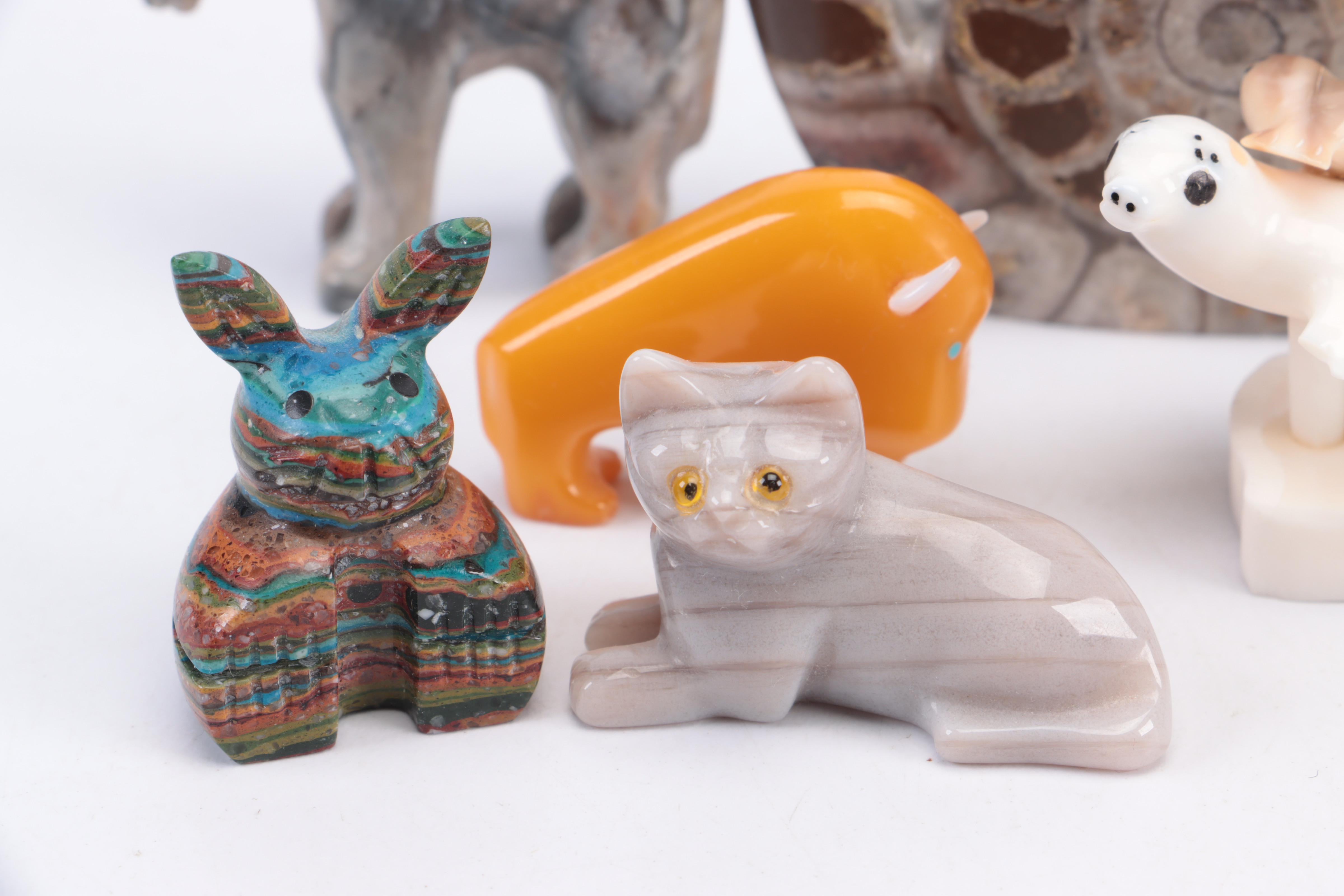 Zuni Carved Stone Fetishes and Other Carved Animal Figurines