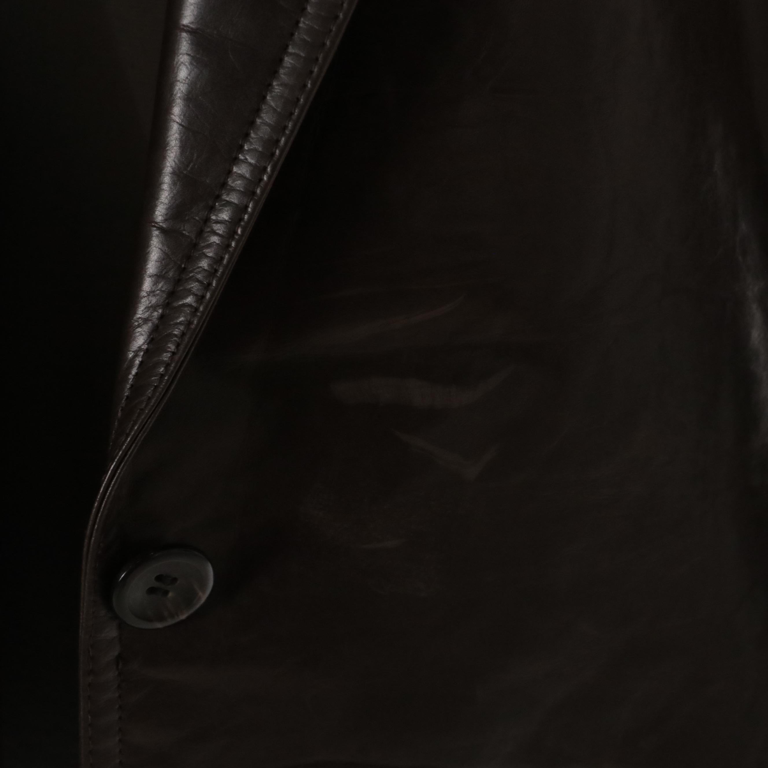 Oscar De La Renta Brown Leather Blazer Jacket