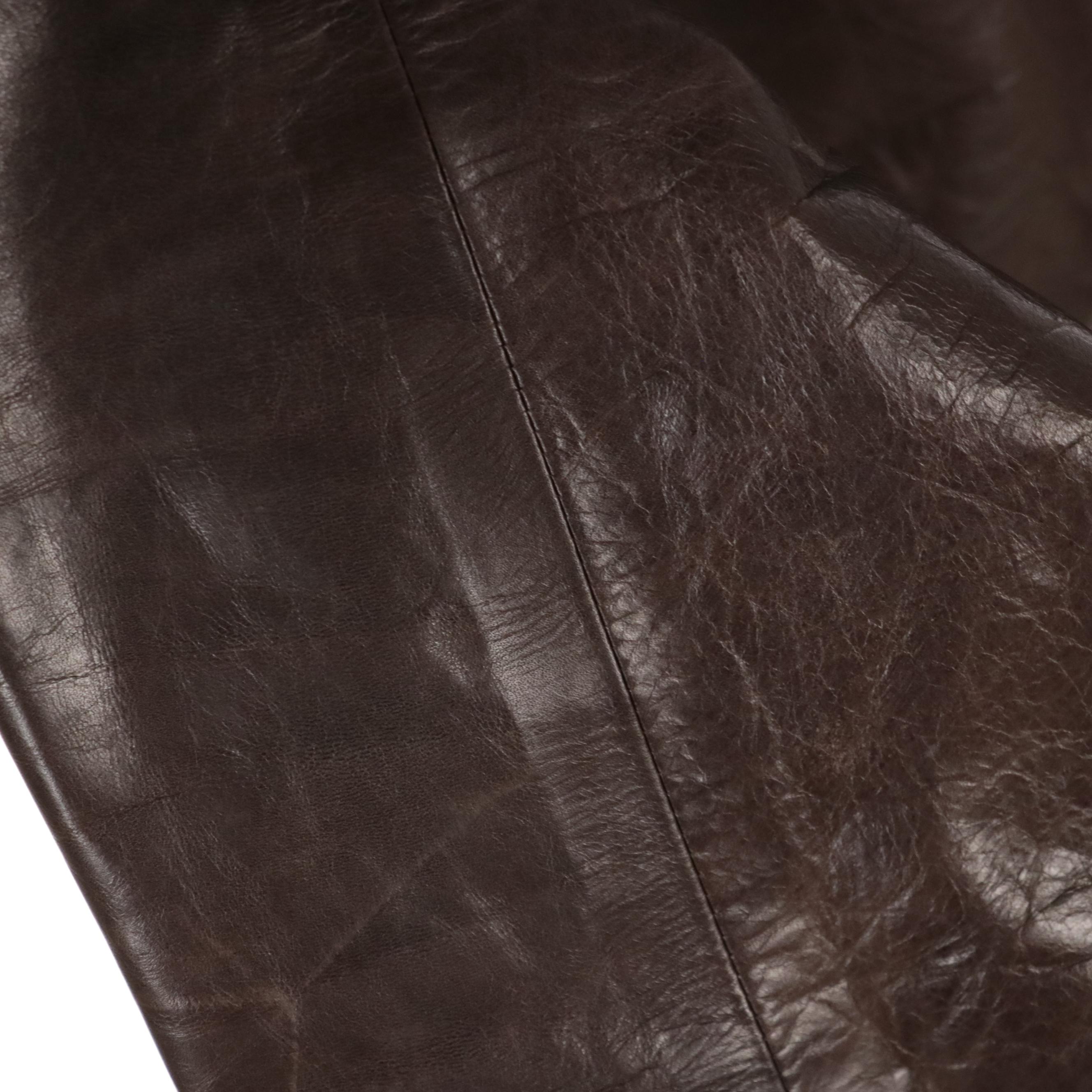 Oscar De La Renta Brown Leather Blazer Jacket