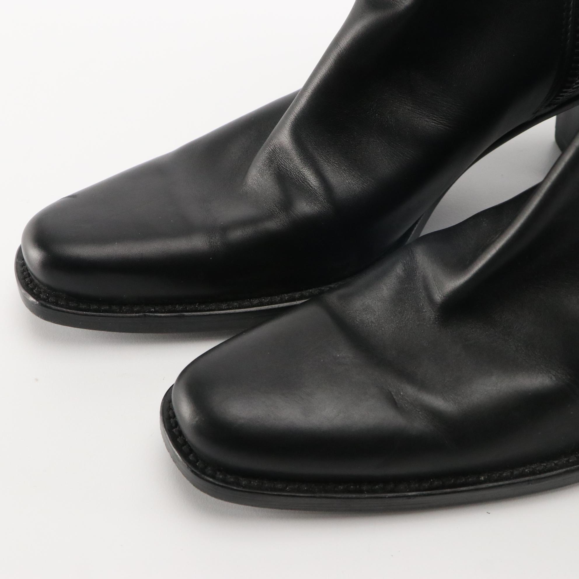 Prada Black Leather Ankle Boots