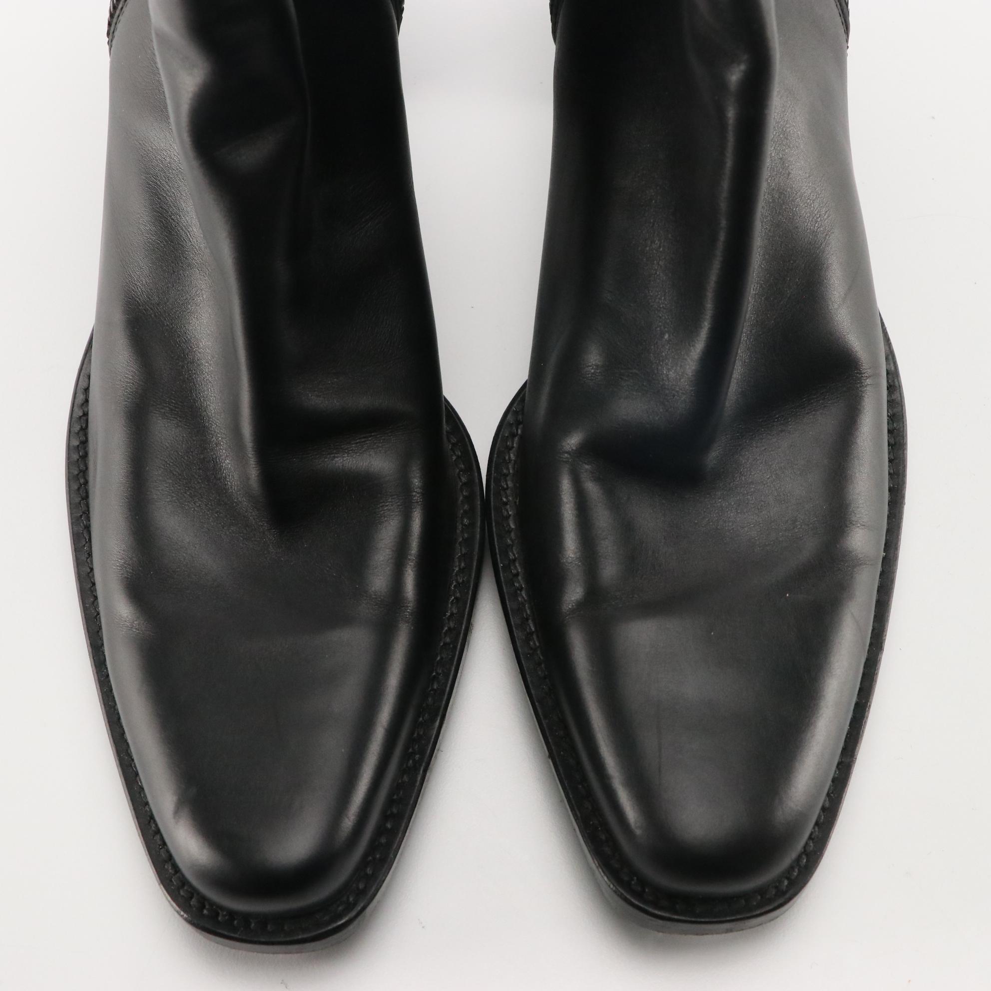 Prada Black Leather Ankle Boots