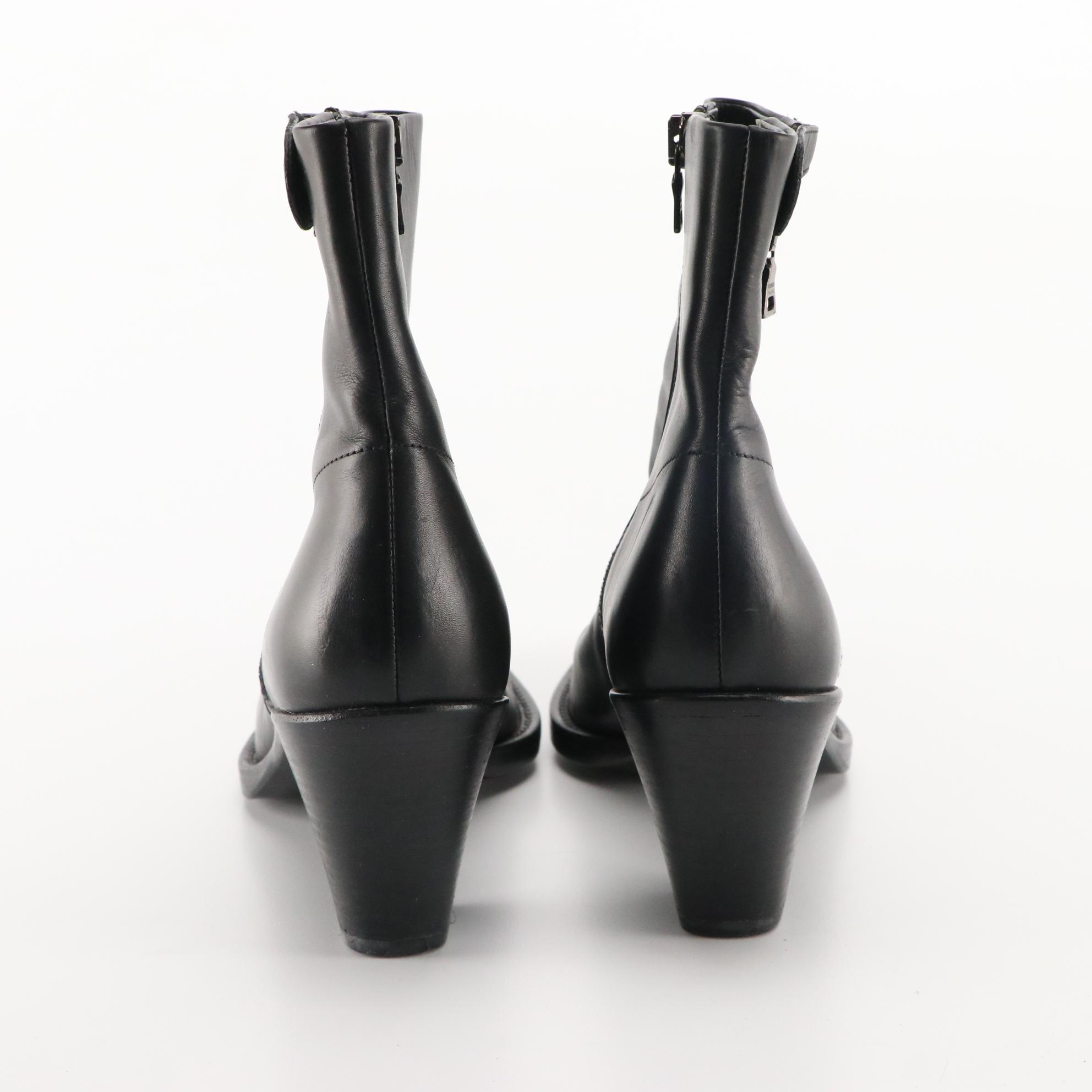Prada Black Leather Ankle Boots