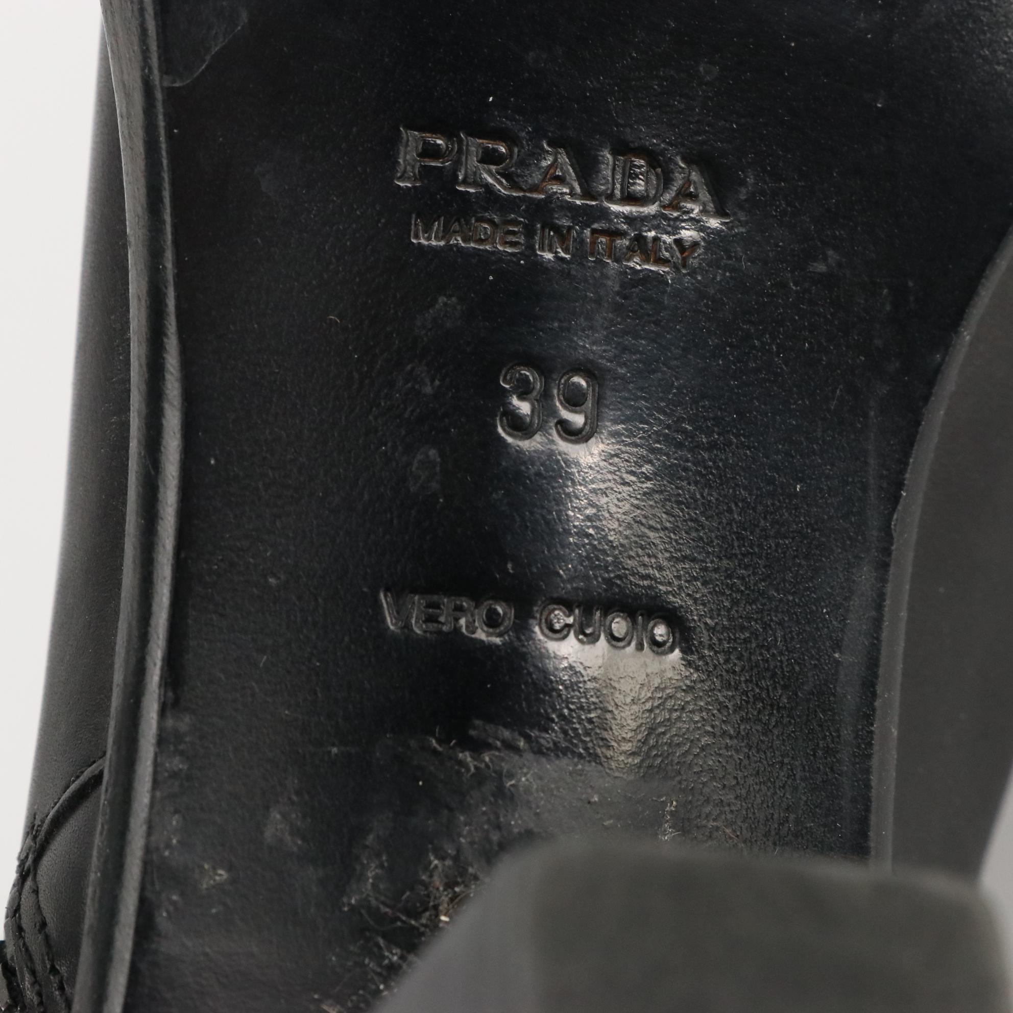 Prada Black Leather Ankle Boots