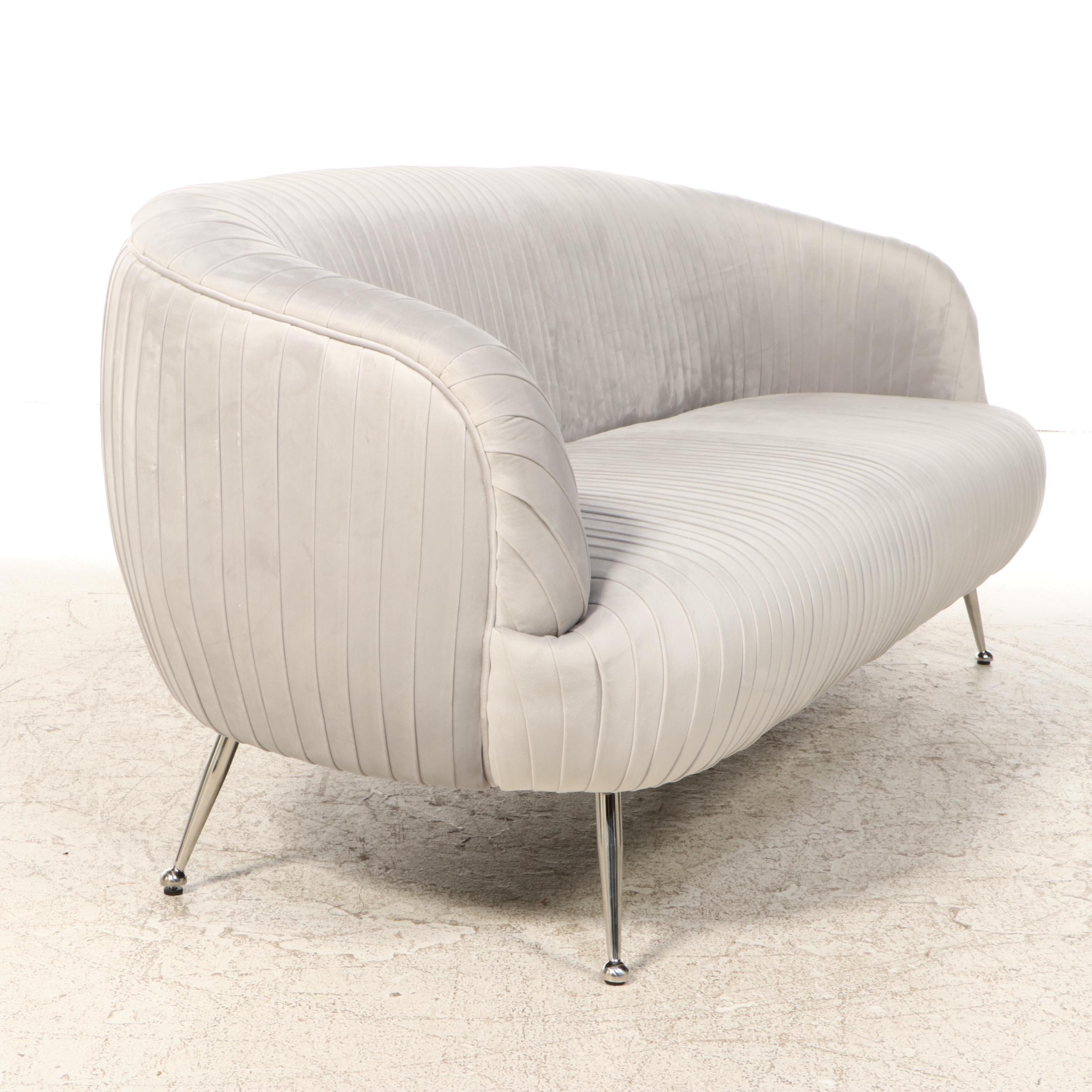 Blue Ocean Traders "Lille" Modernist Style Upholstered Chrome Sofa | EBTH