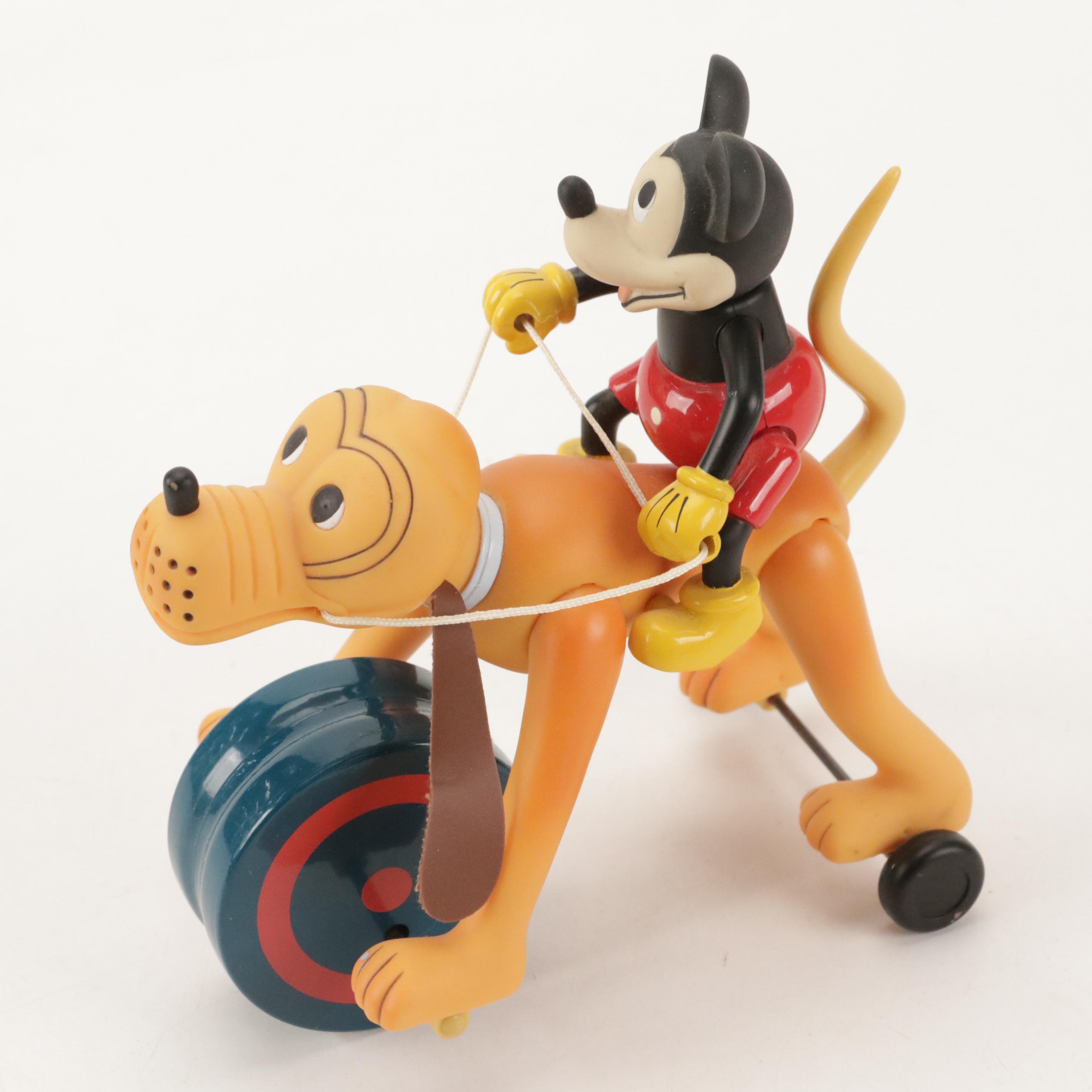 Schylling Toys Disney "Mickey Riding Pluto" Wind-Up Toy, Mid to Late 20th