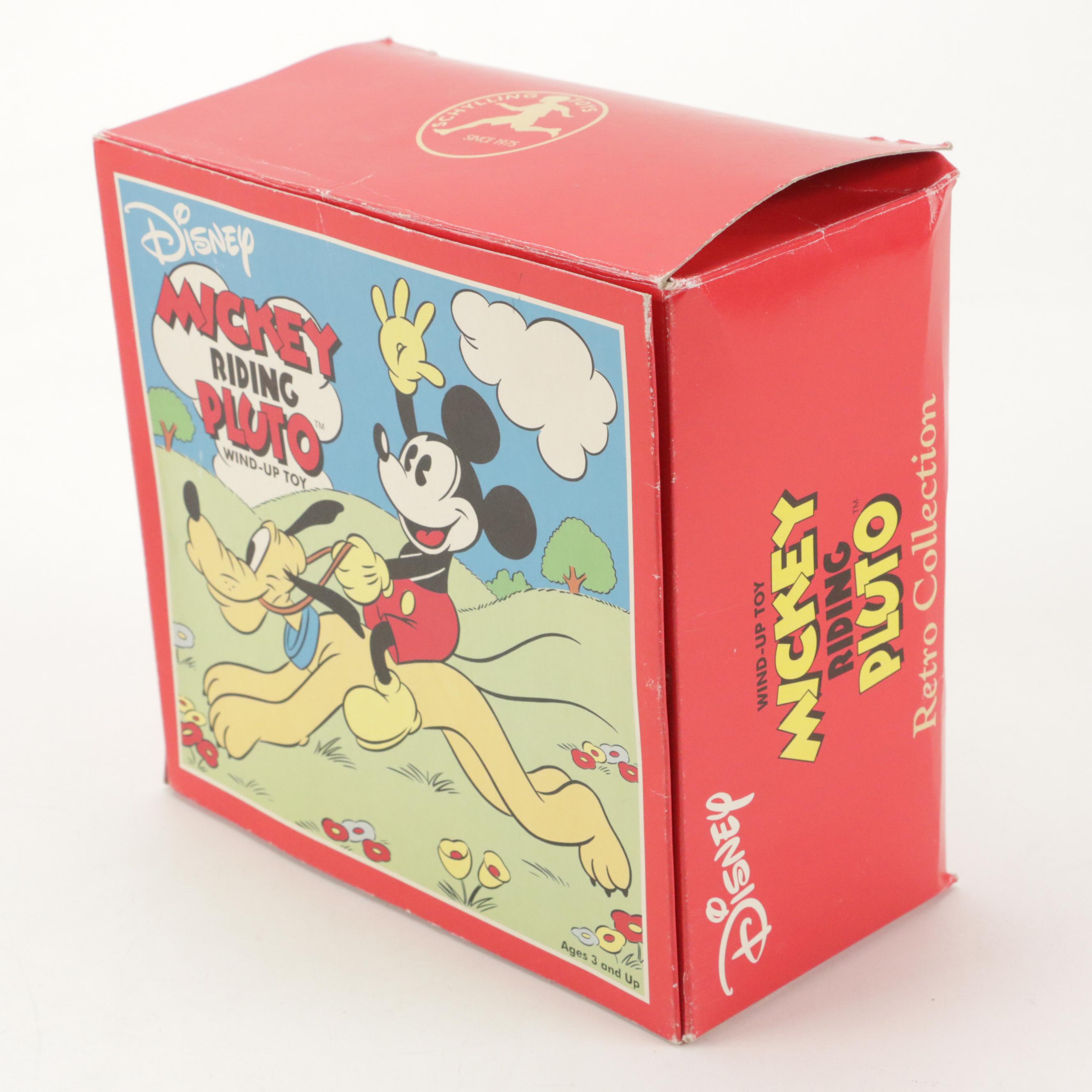 Schylling Toys Disney "Mickey Riding Pluto" Wind-Up Toy, Mid to Late 20th