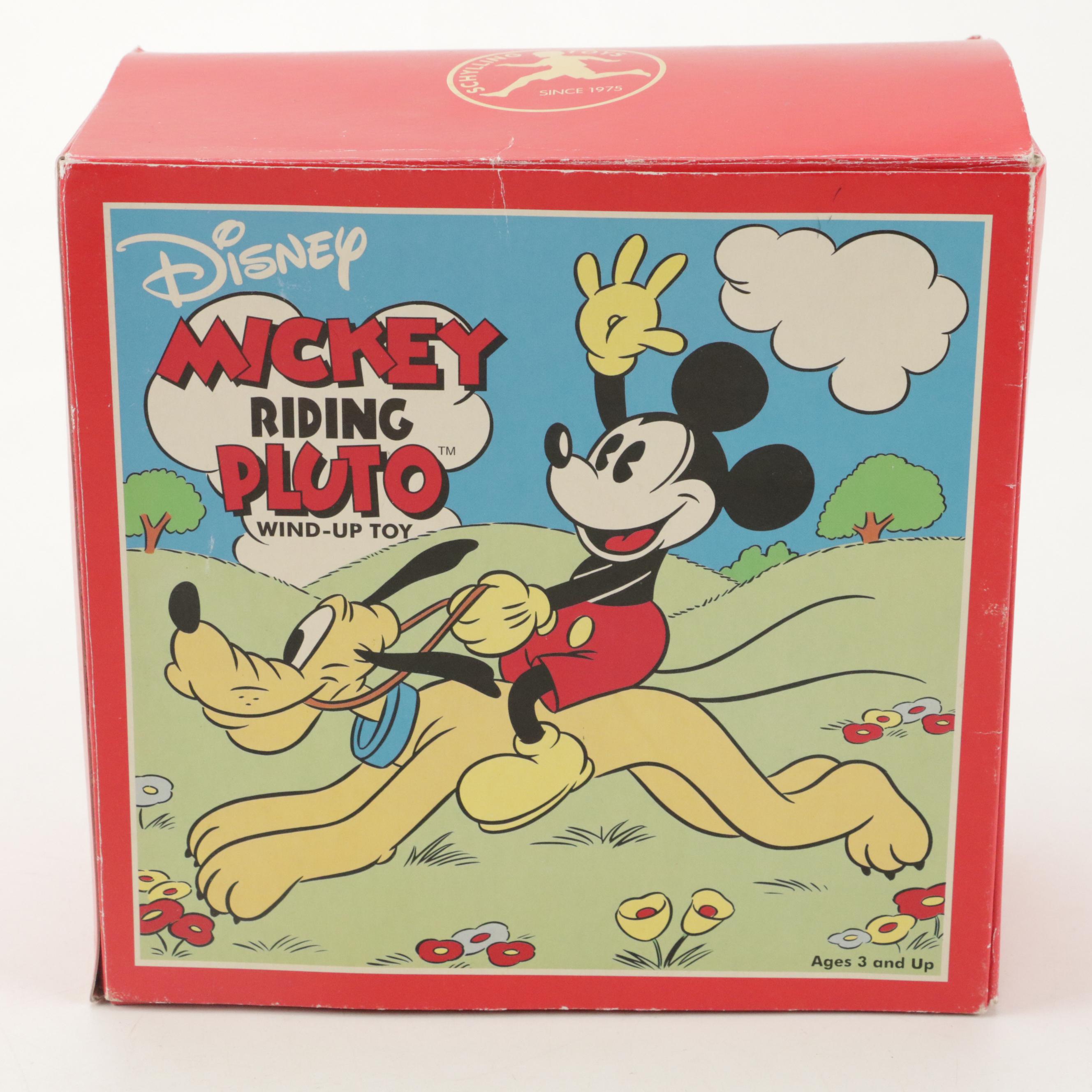 Schylling Toys Disney "Mickey Riding Pluto" Wind-Up Toy, Mid to Late 20th