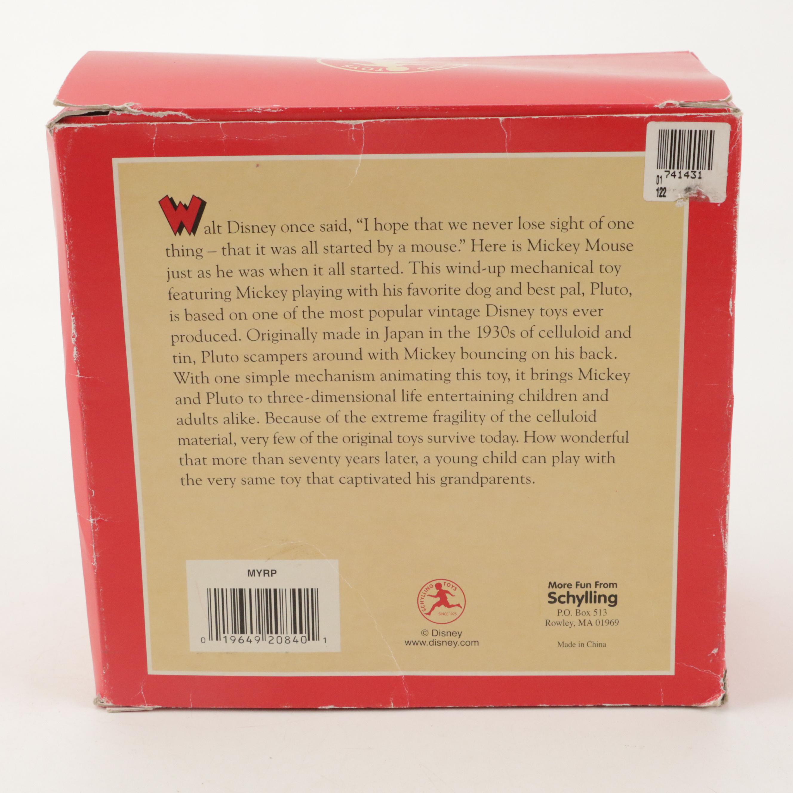 Schylling Toys Disney "Mickey Riding Pluto" Wind-Up Toy, Mid to Late 20th