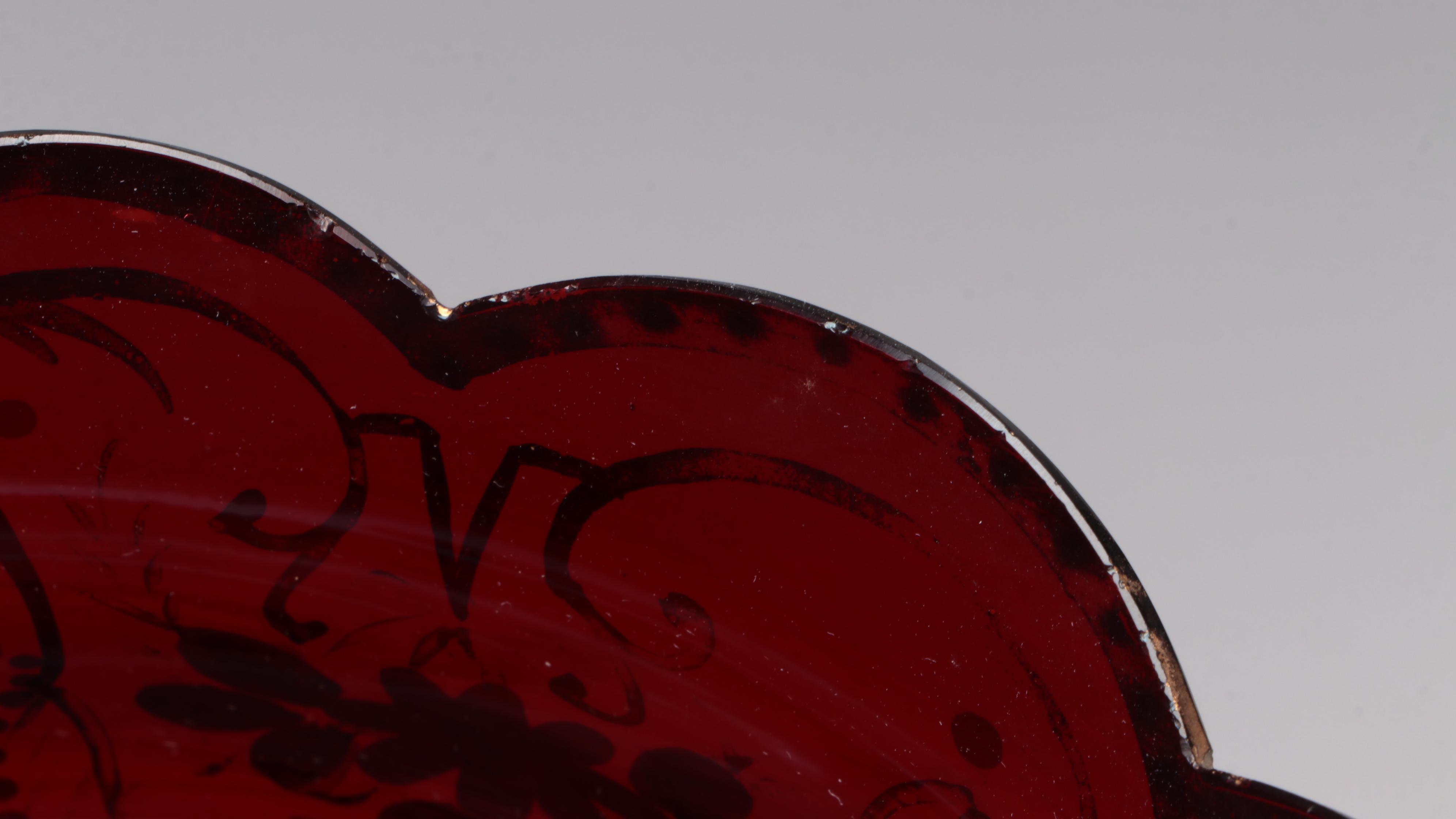 Hand-Painted Ruby Glass Mantle Lusters