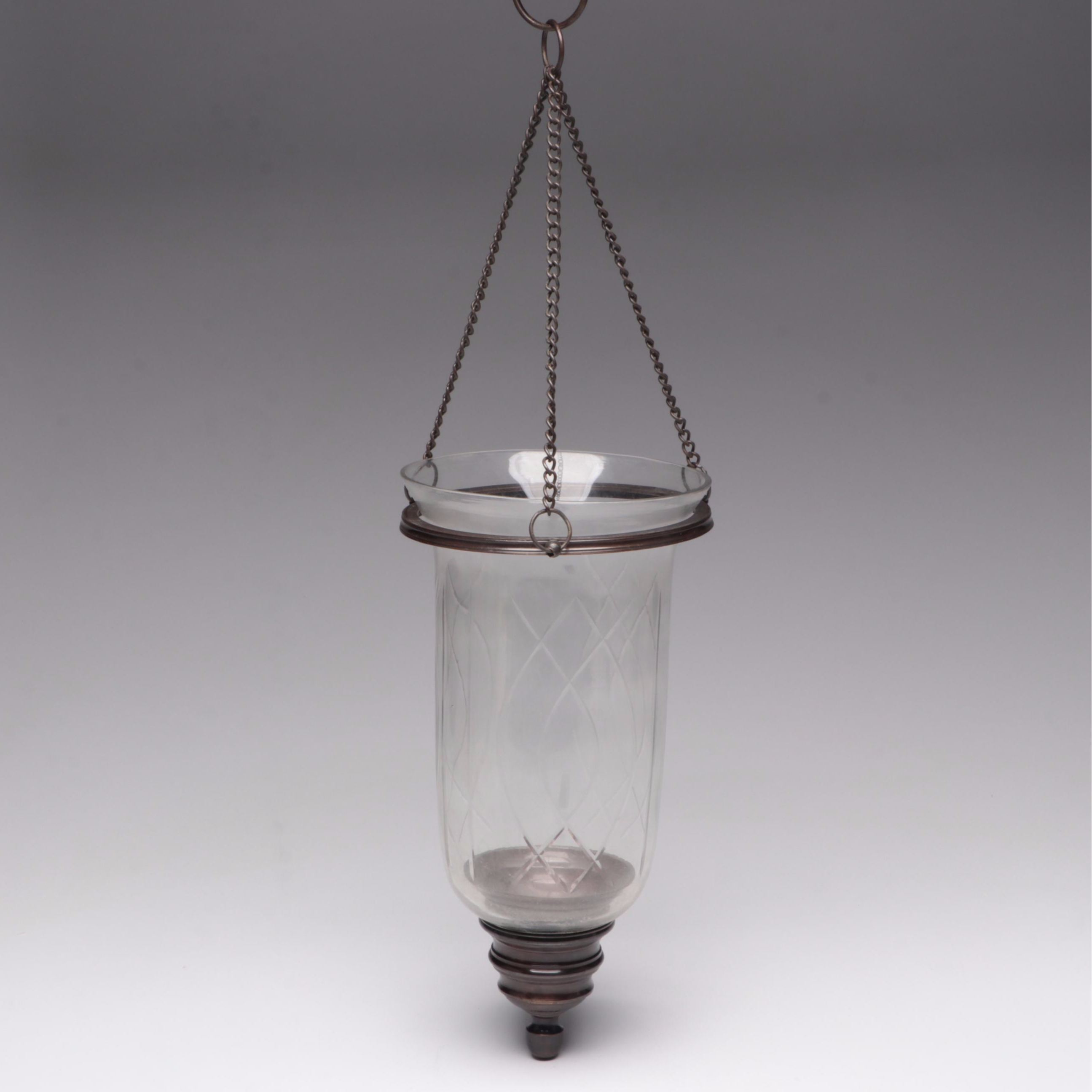 Glass and Brass Hanging Candle Lantern