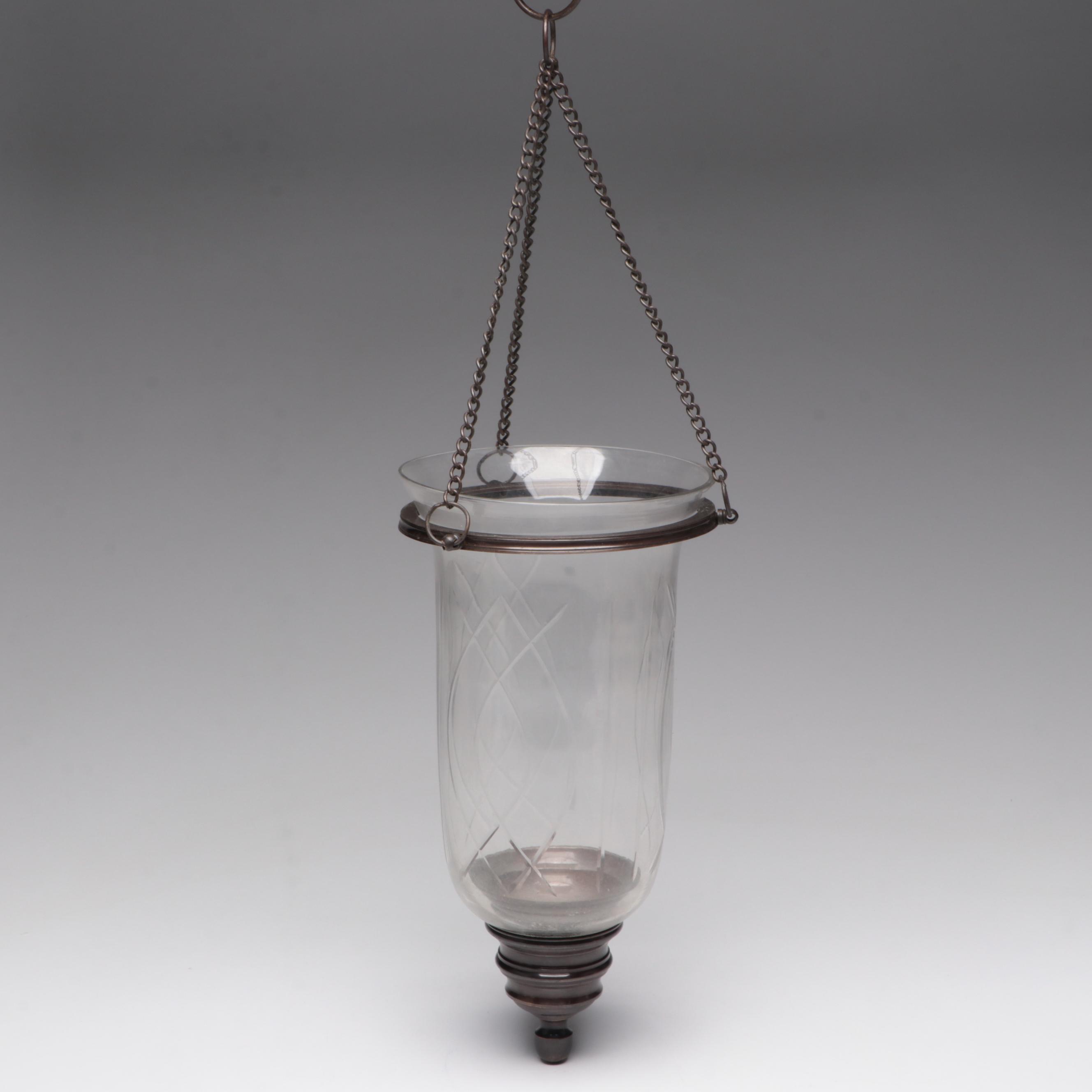 Glass and Brass Hanging Candle Lantern