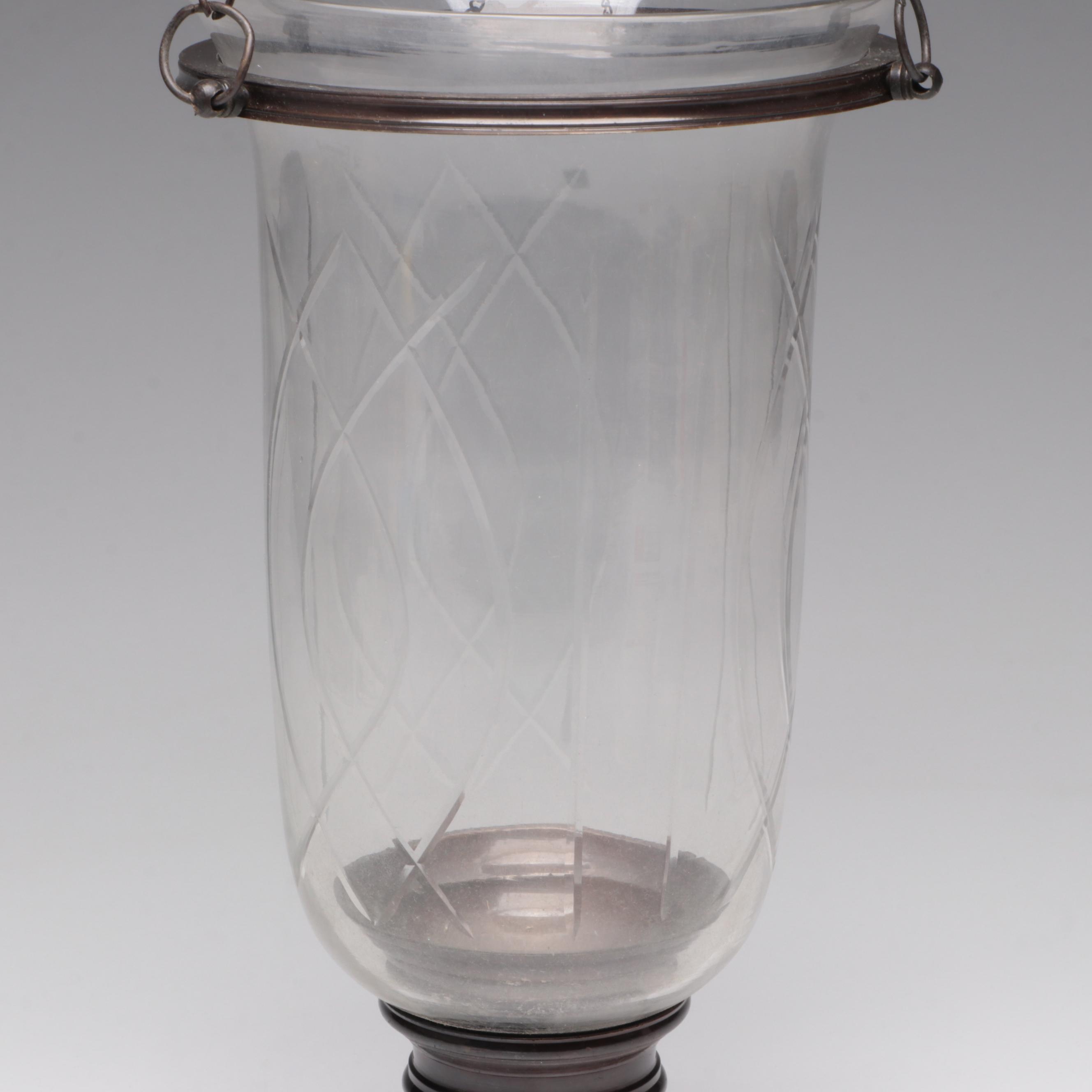 Glass and Brass Hanging Candle Lantern