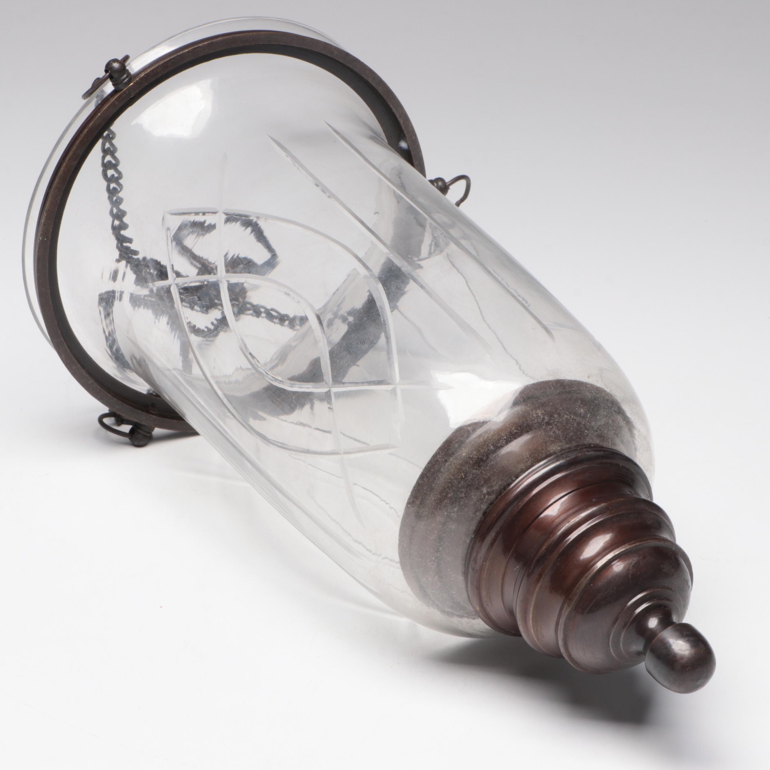 Glass and Brass Hanging Candle Lantern