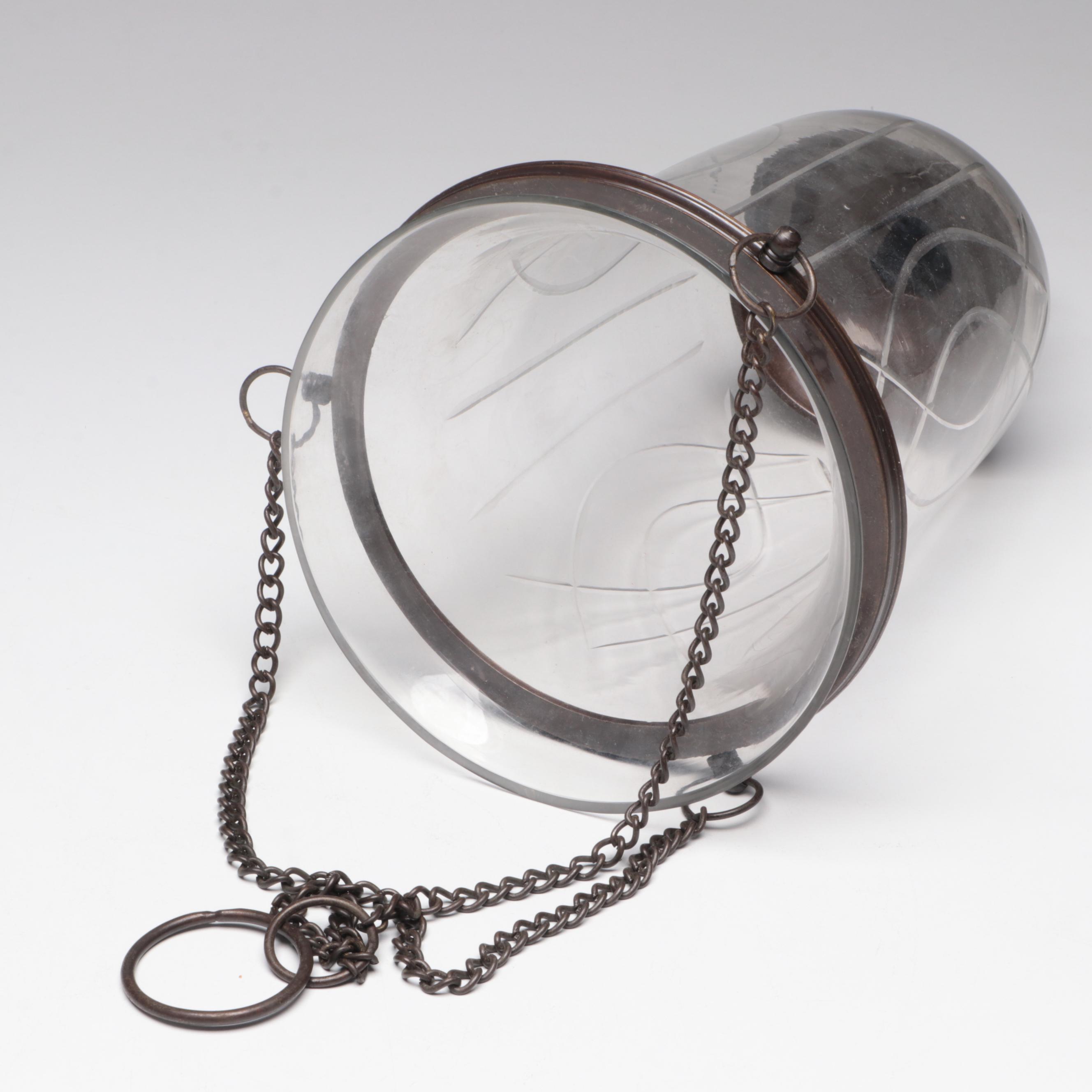 Glass and Brass Hanging Candle Lantern