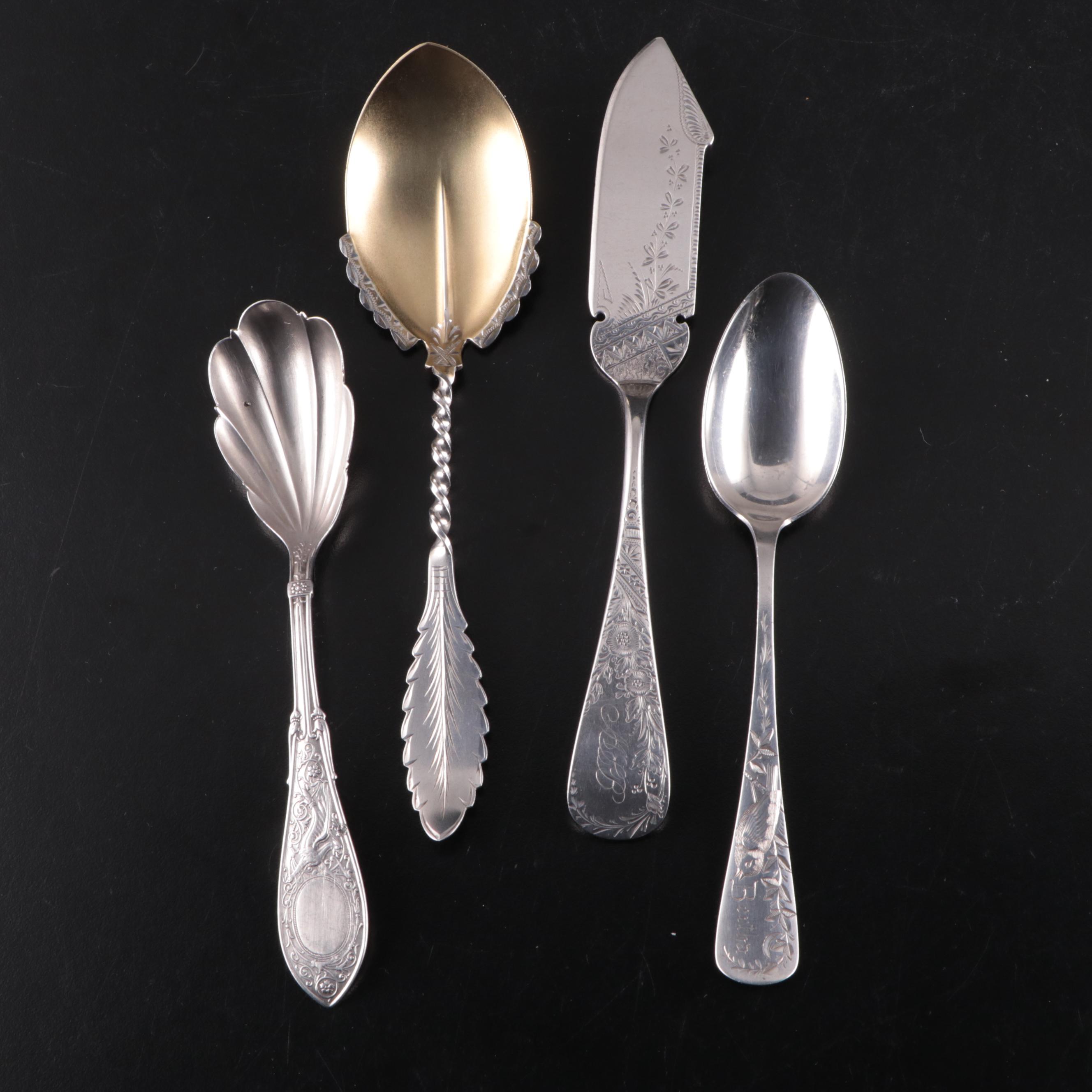 American Engraved Sterling Silver Flatware, 19th Century