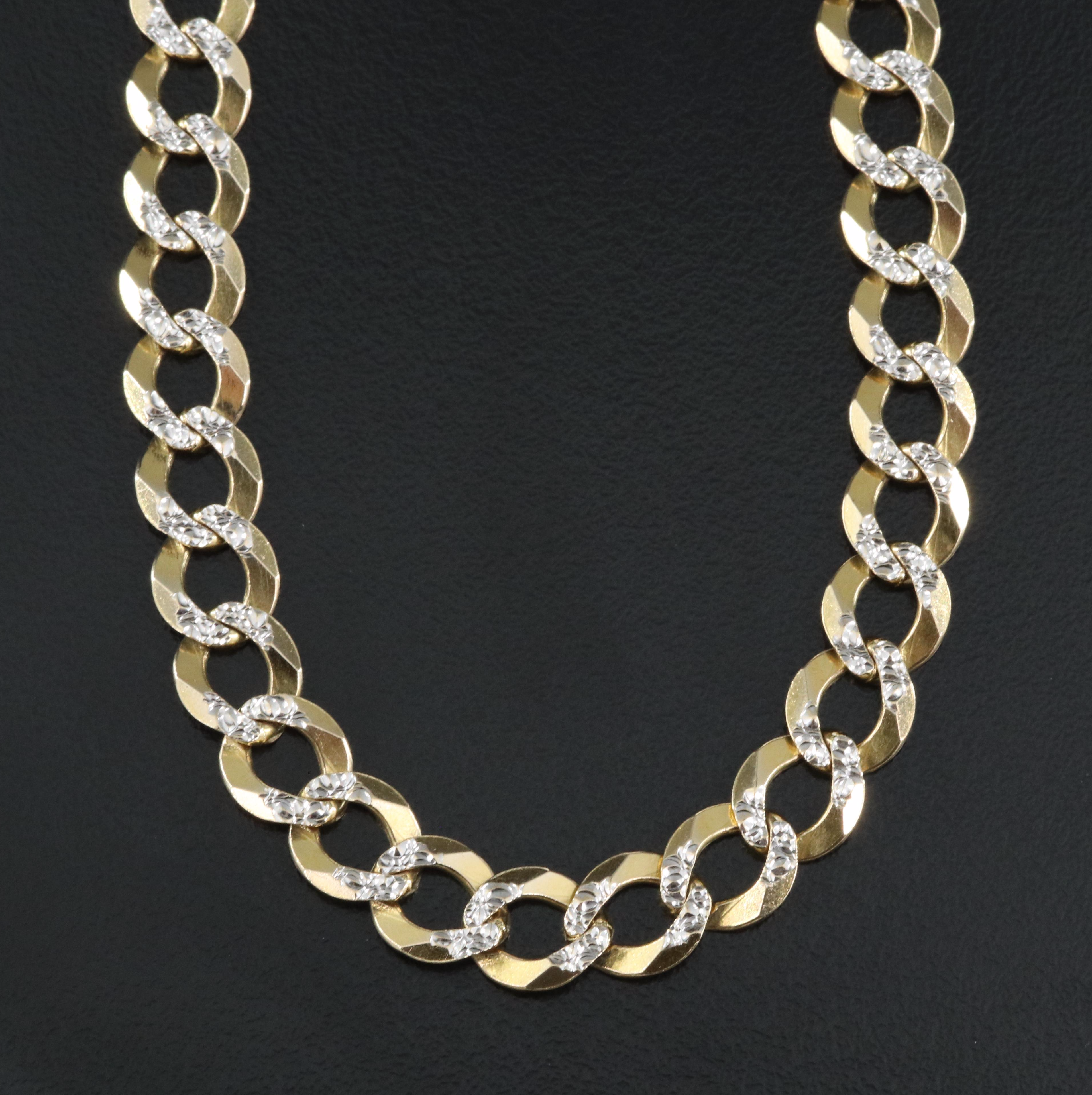 10K Two Tone Diamond Cut Curb Link Chain