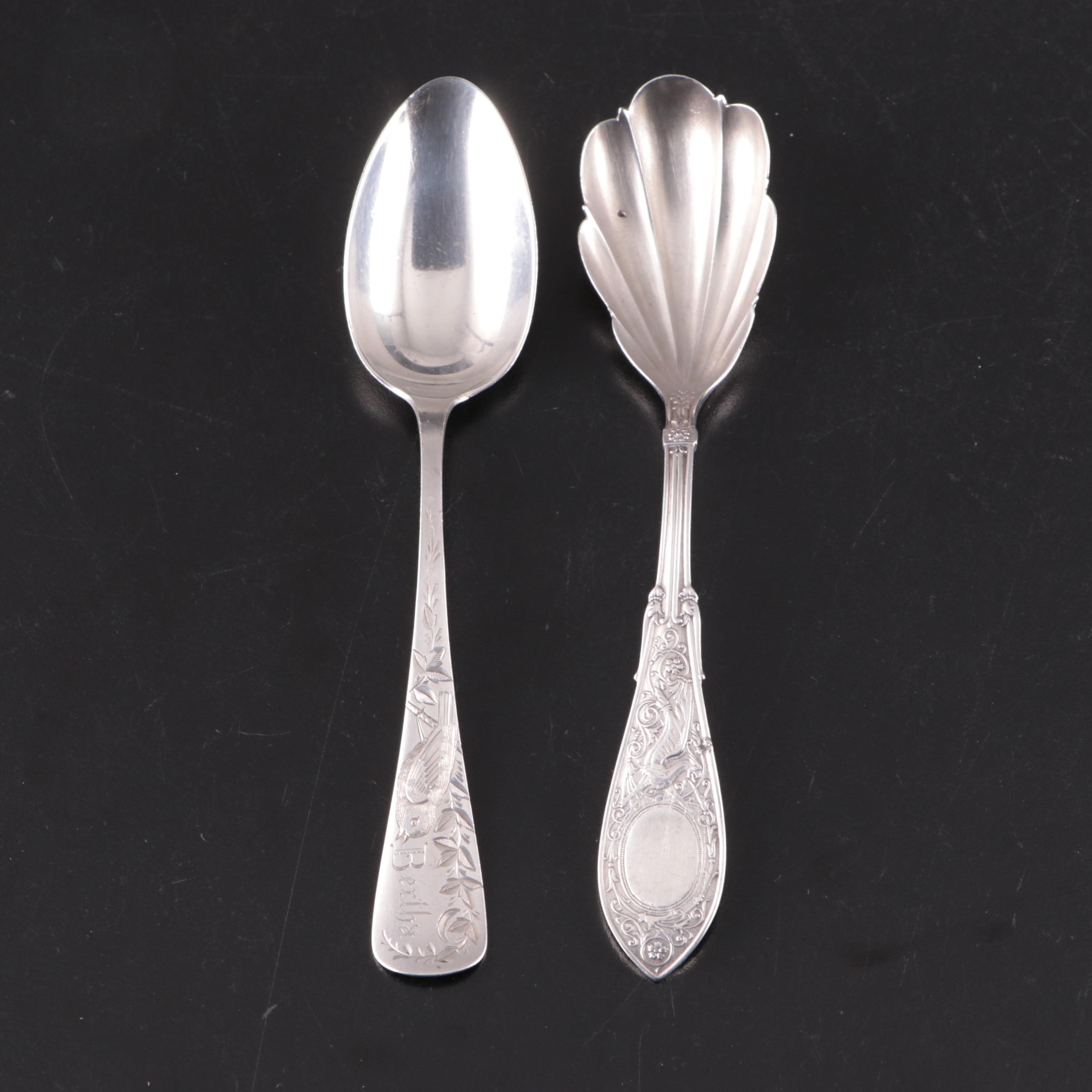 American Engraved Sterling Silver Flatware, 19th Century