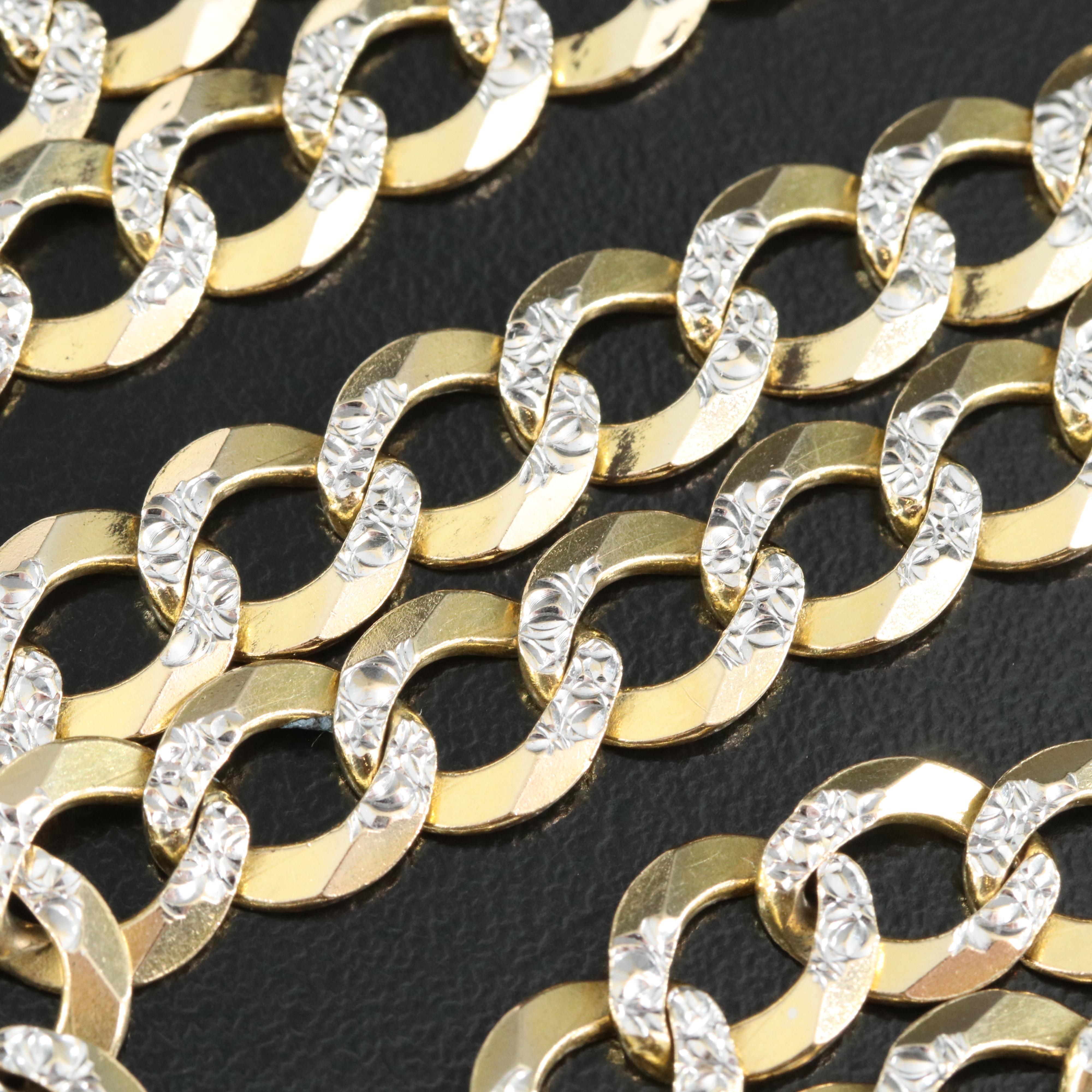 10K Two Tone Diamond Cut Curb Link Chain