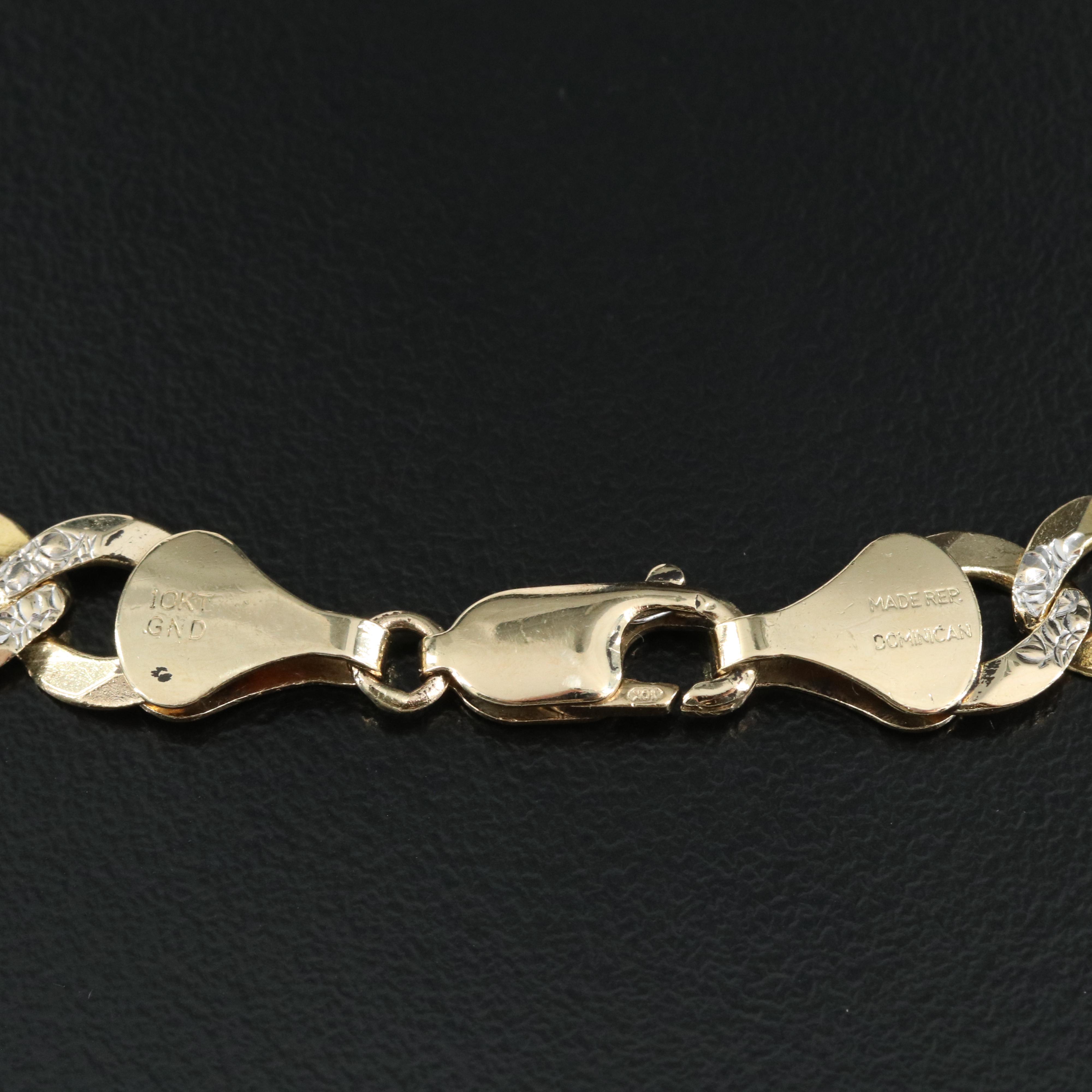 10K Two Tone Diamond Cut Curb Link Chain