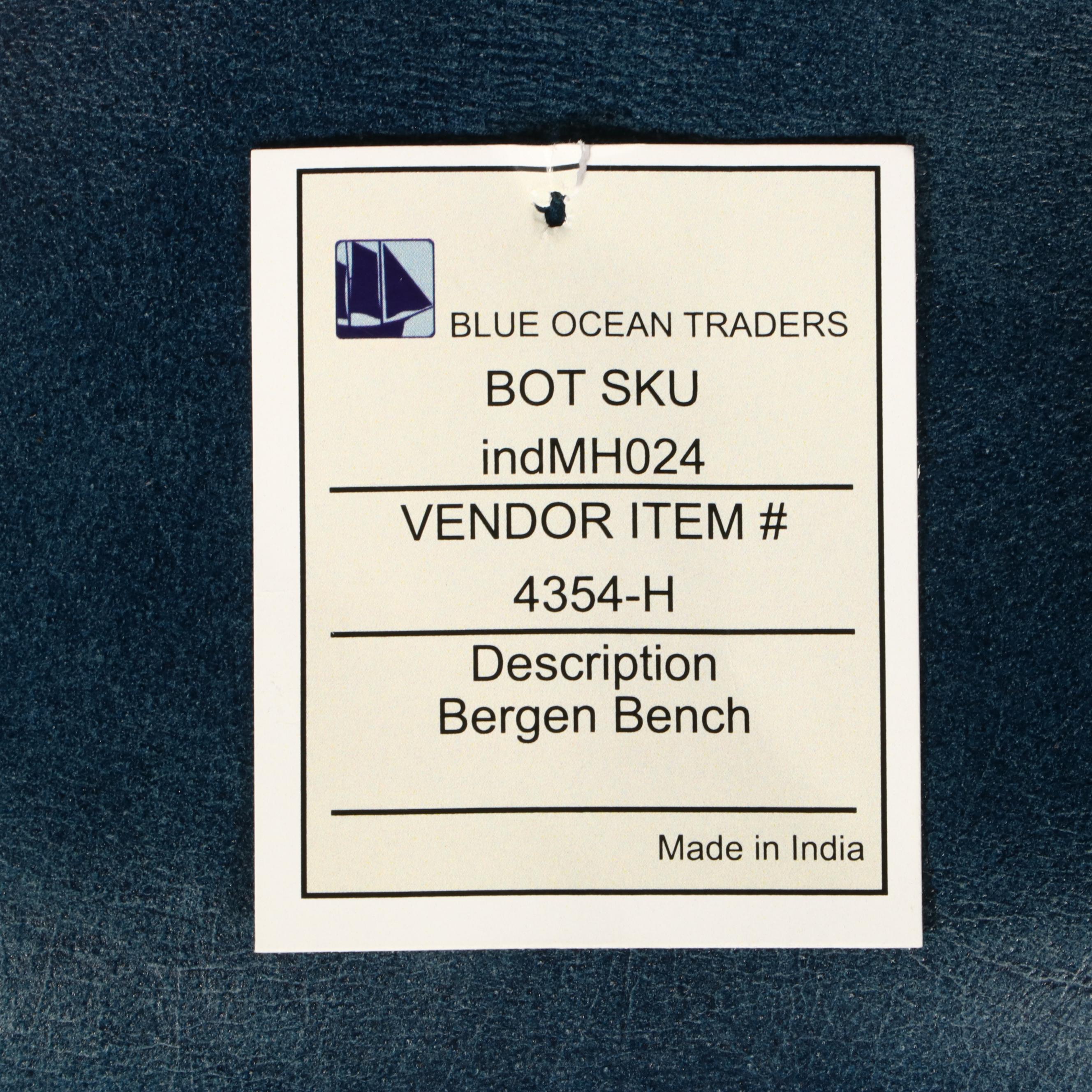 Blue Ocean Traders "Bergen" Modernist Style Tufted Leather and Metal Bench