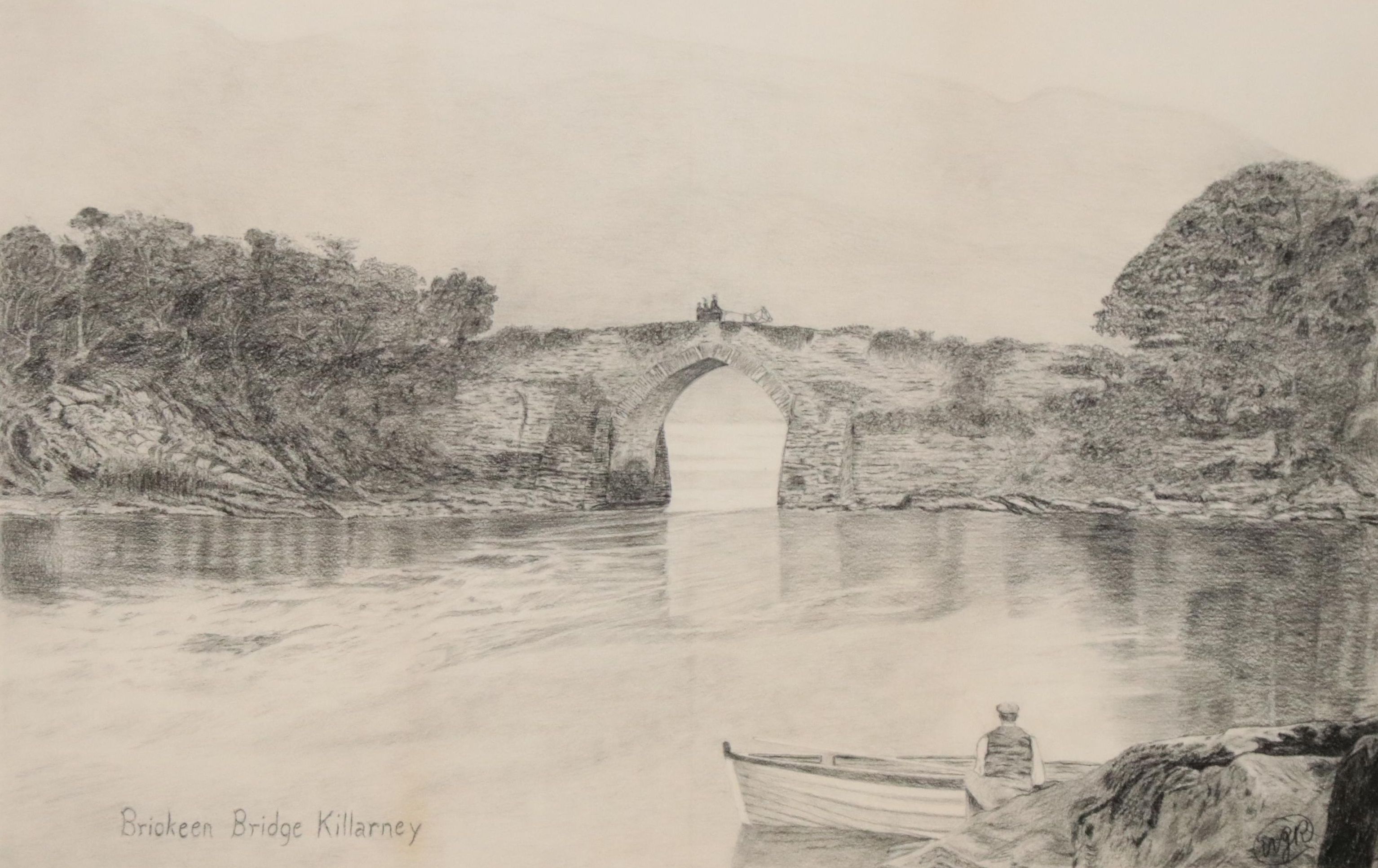 After Brickeen Bridge Killarney Lithograph of Ireland