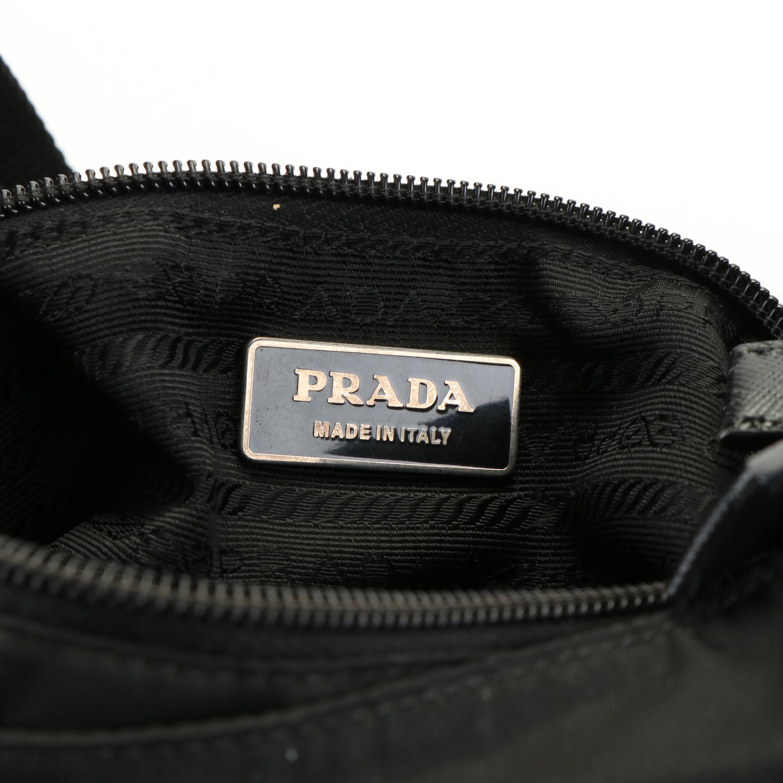 Prada Black Tessuto Nylon Flat Crossbody Bag