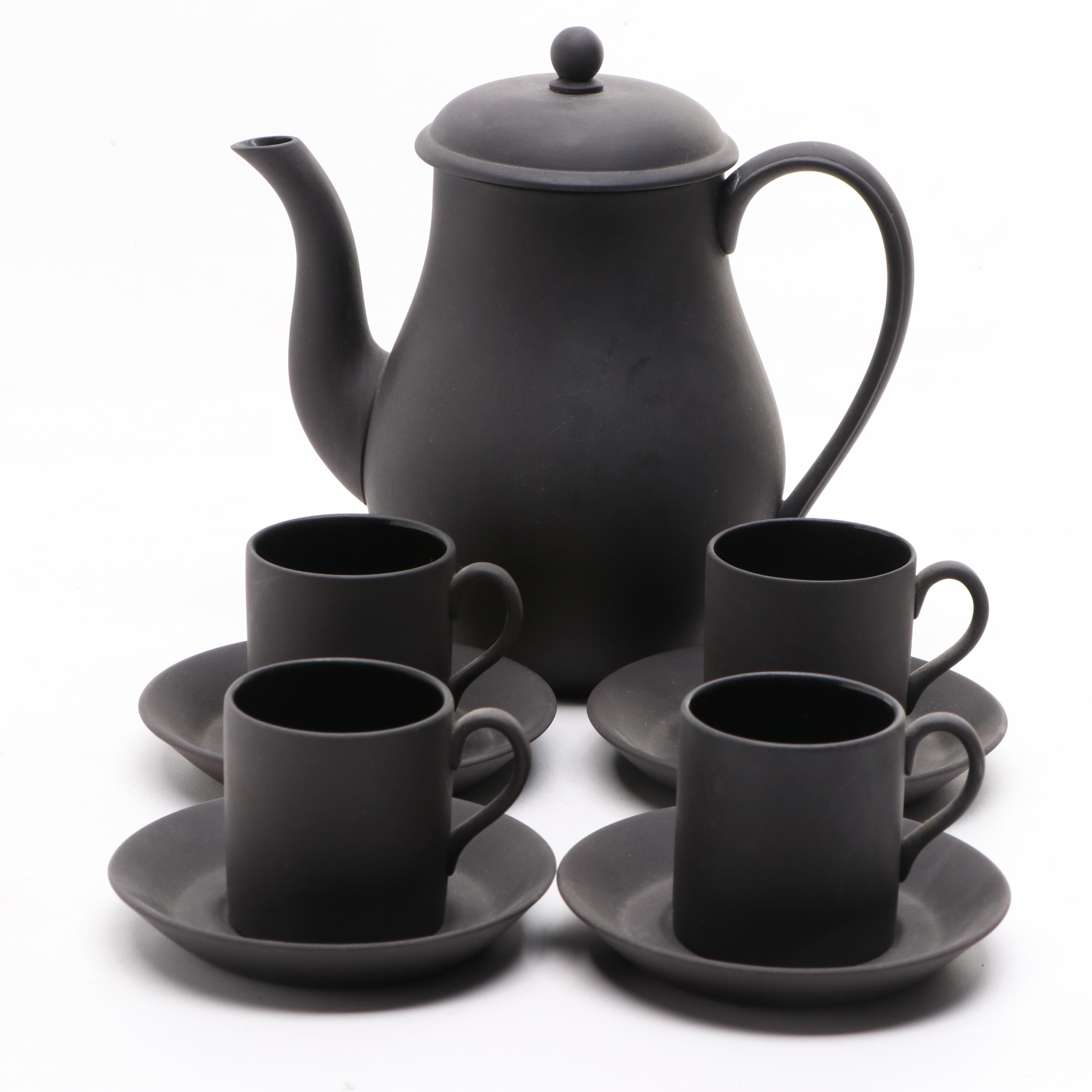 Wedgwood Black Basalt Demitasse Set, Mid20th Century EBTH