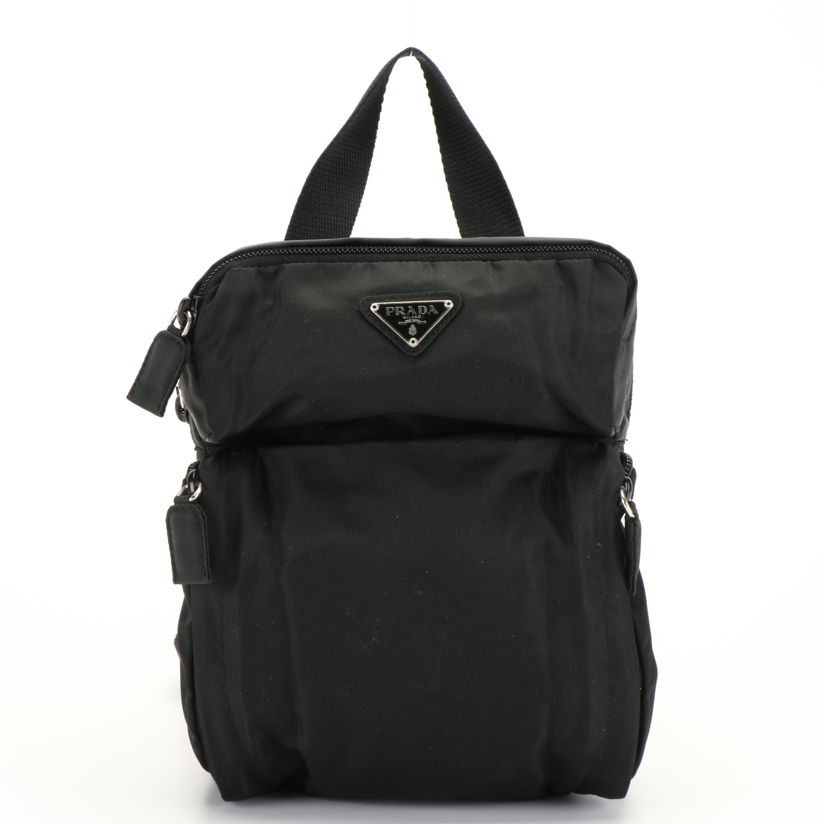 Prada Vela Black Nylon Mini Backpack
