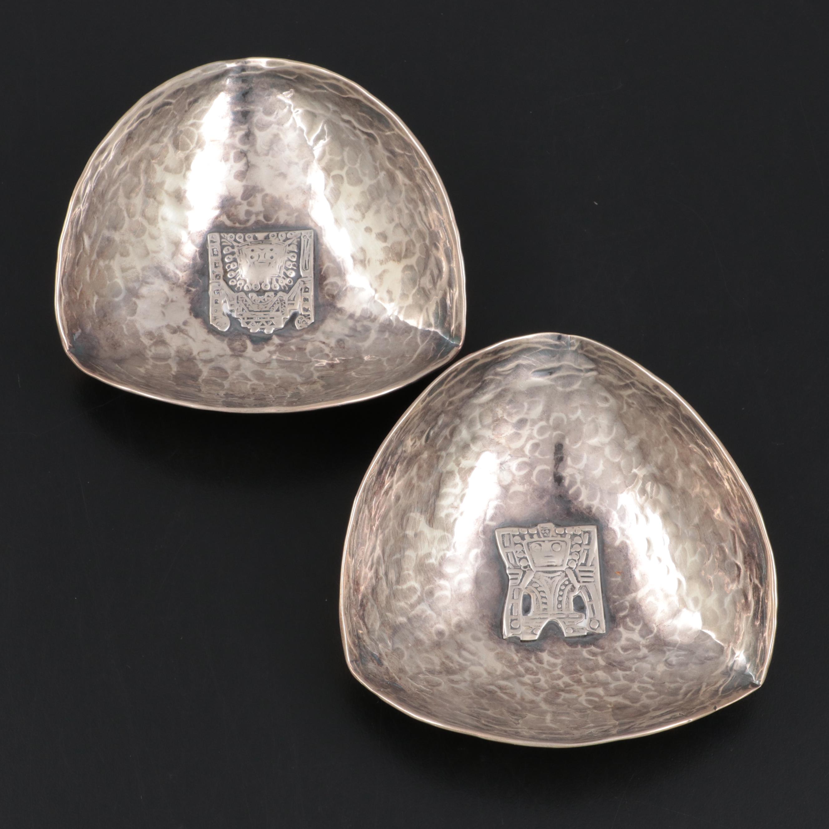 Peruvian Hammered Sterling Silver Trinket Dishes