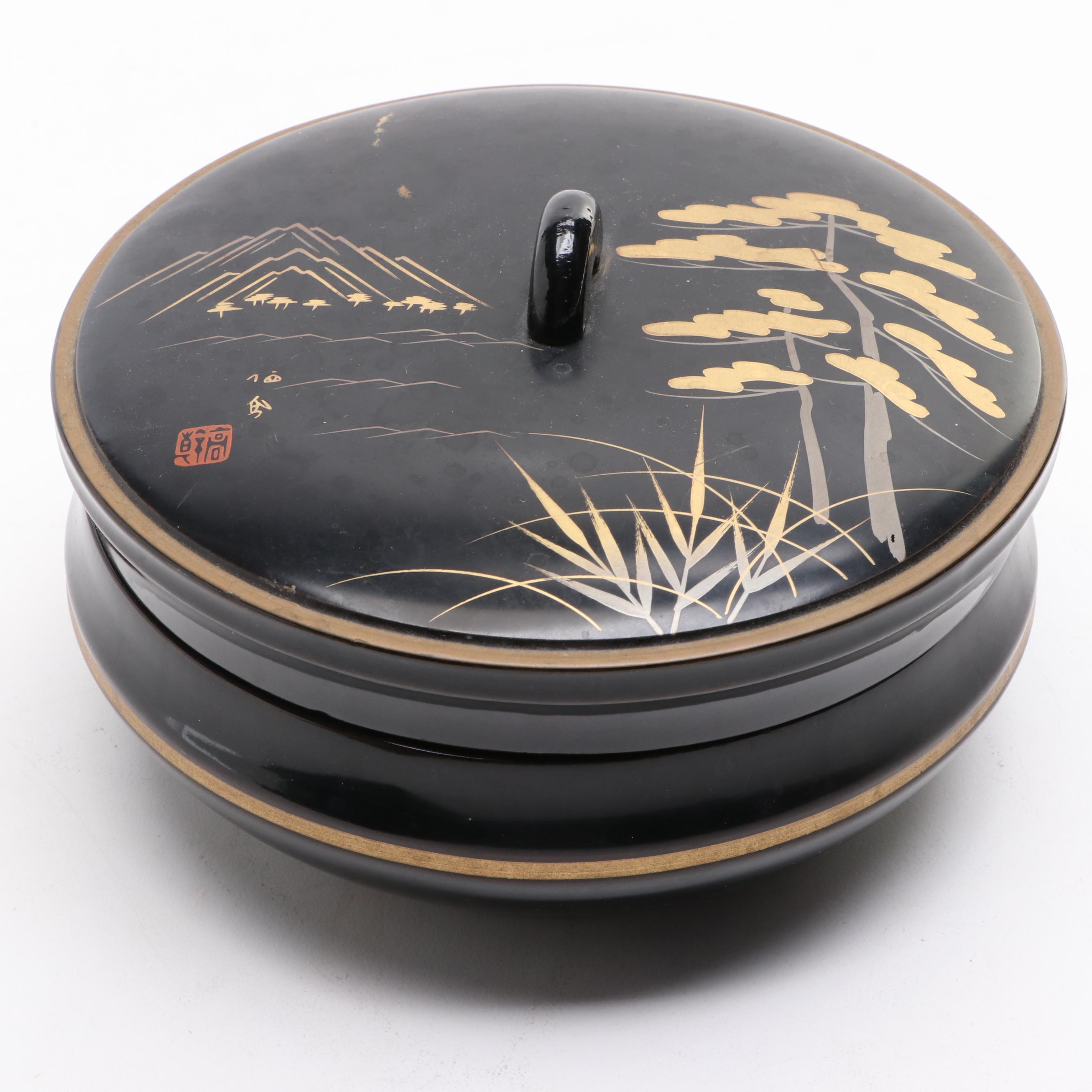 Japanese Laquerware Trays with Other Tableware and Pipes