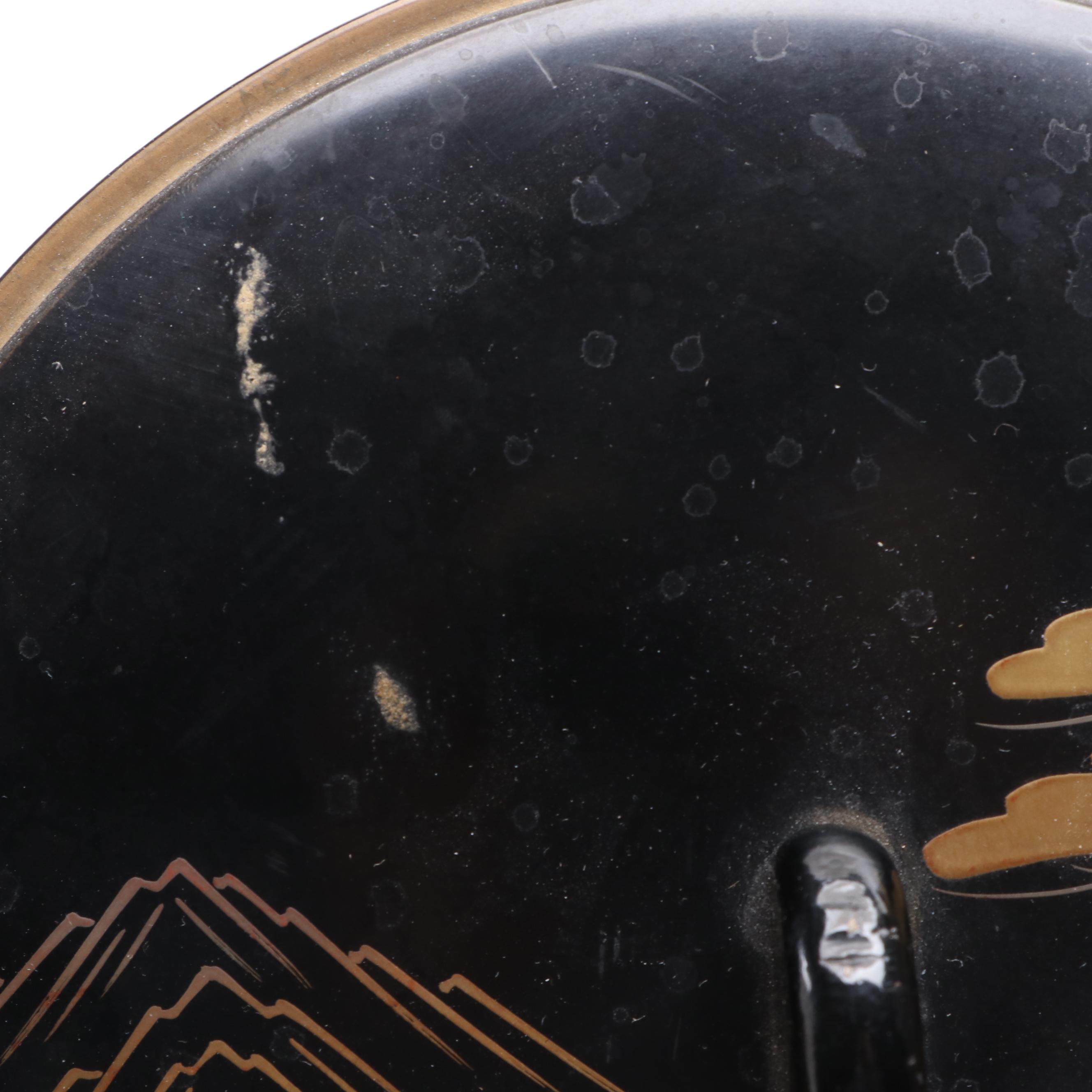 Japanese Laquerware Trays with Other Tableware and Pipes