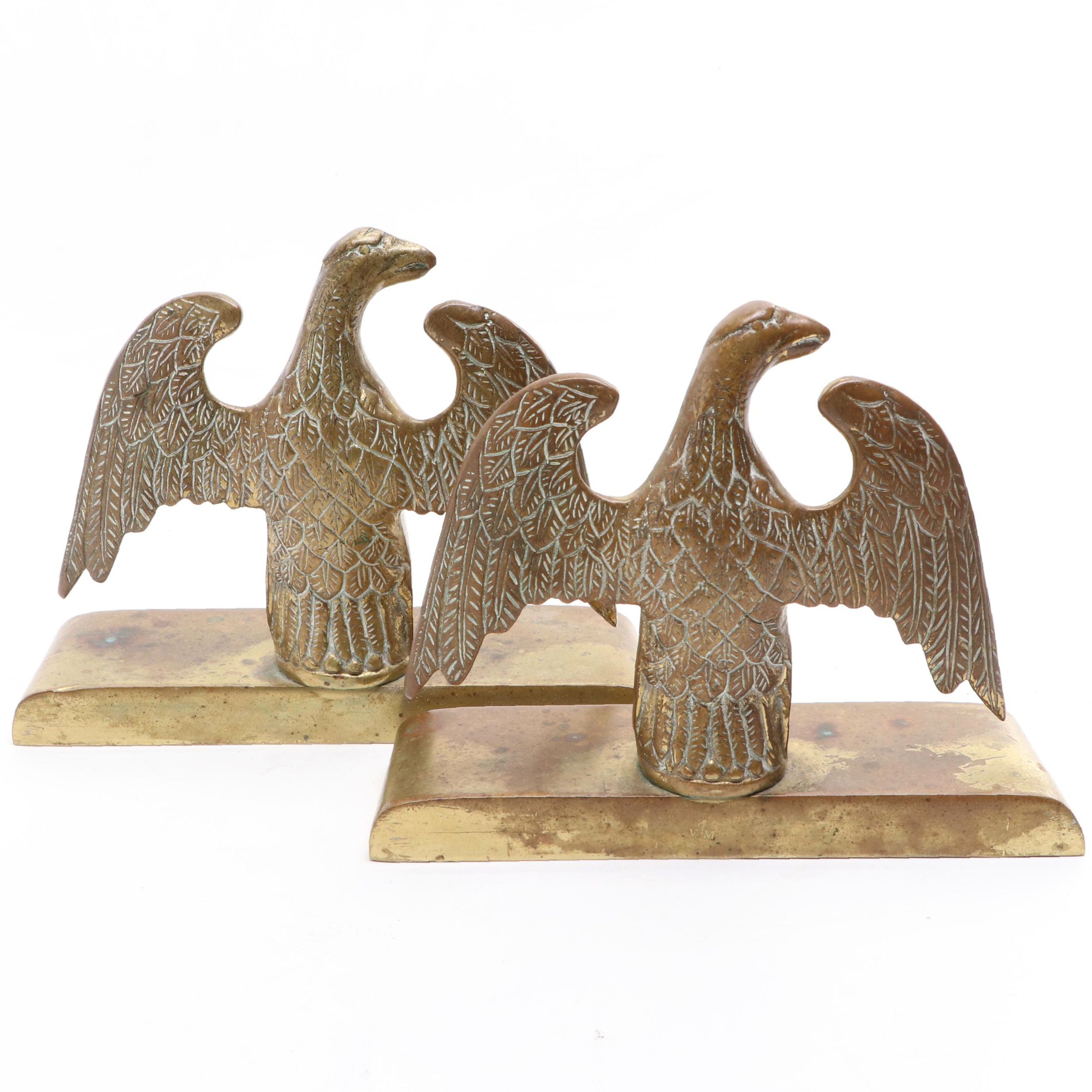 Pair of Colonial Style Brass Eagle Bookends