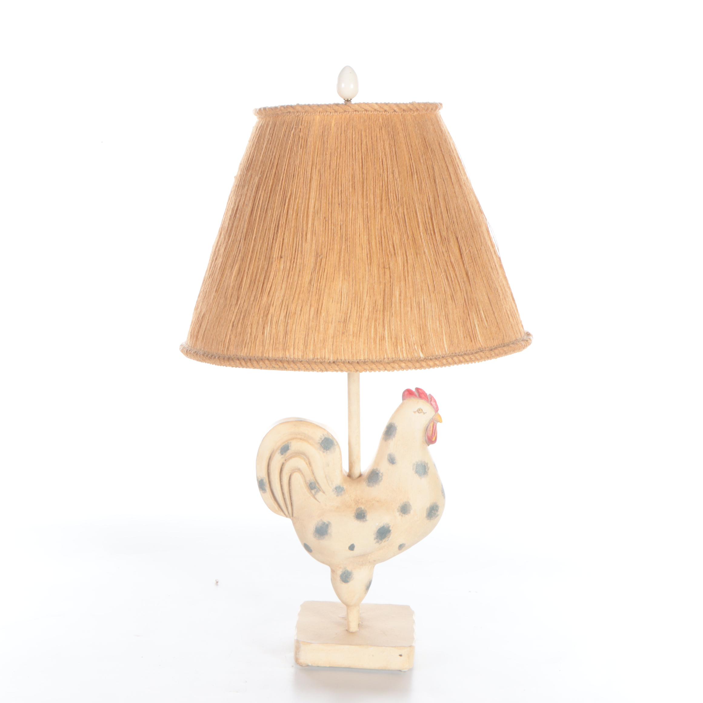 Tyndale Lamps  Folk Art Style Rooster Chalkware Table Lamp, Late 20th C