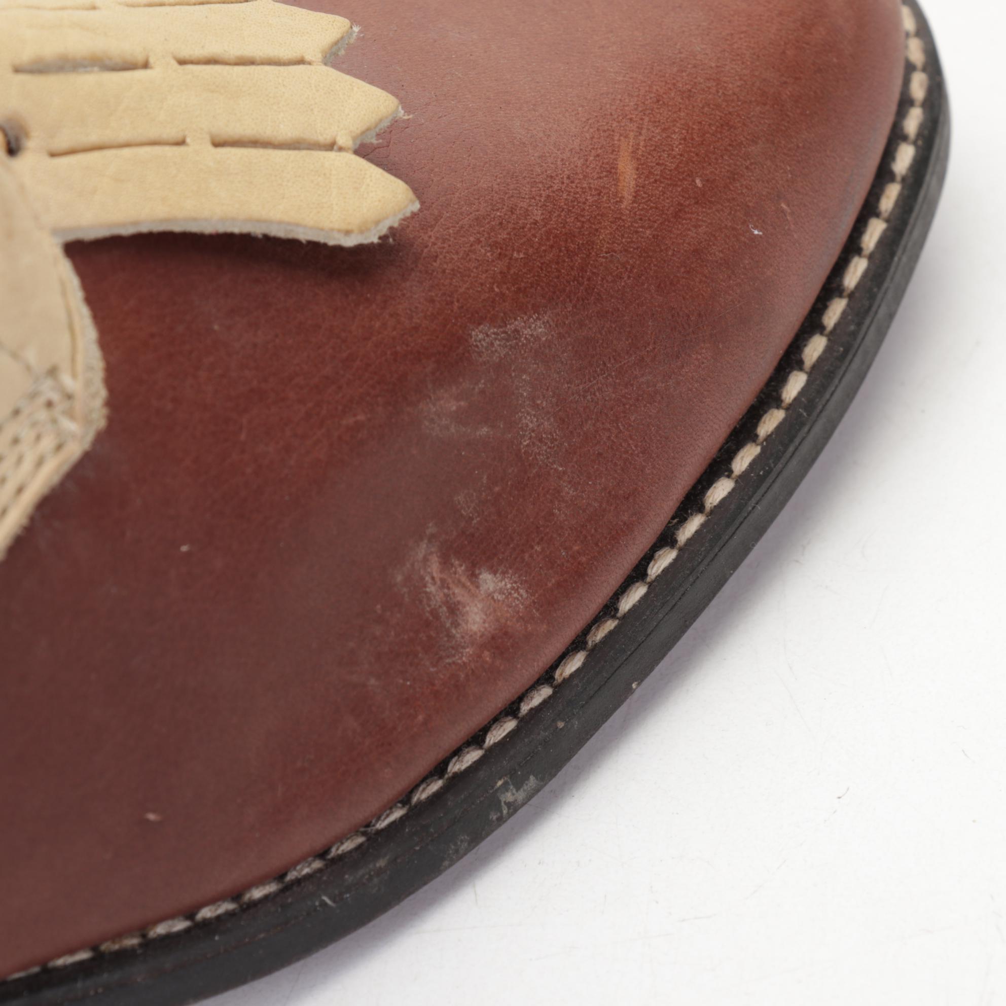 Two-Tone Leather High-Top Boots