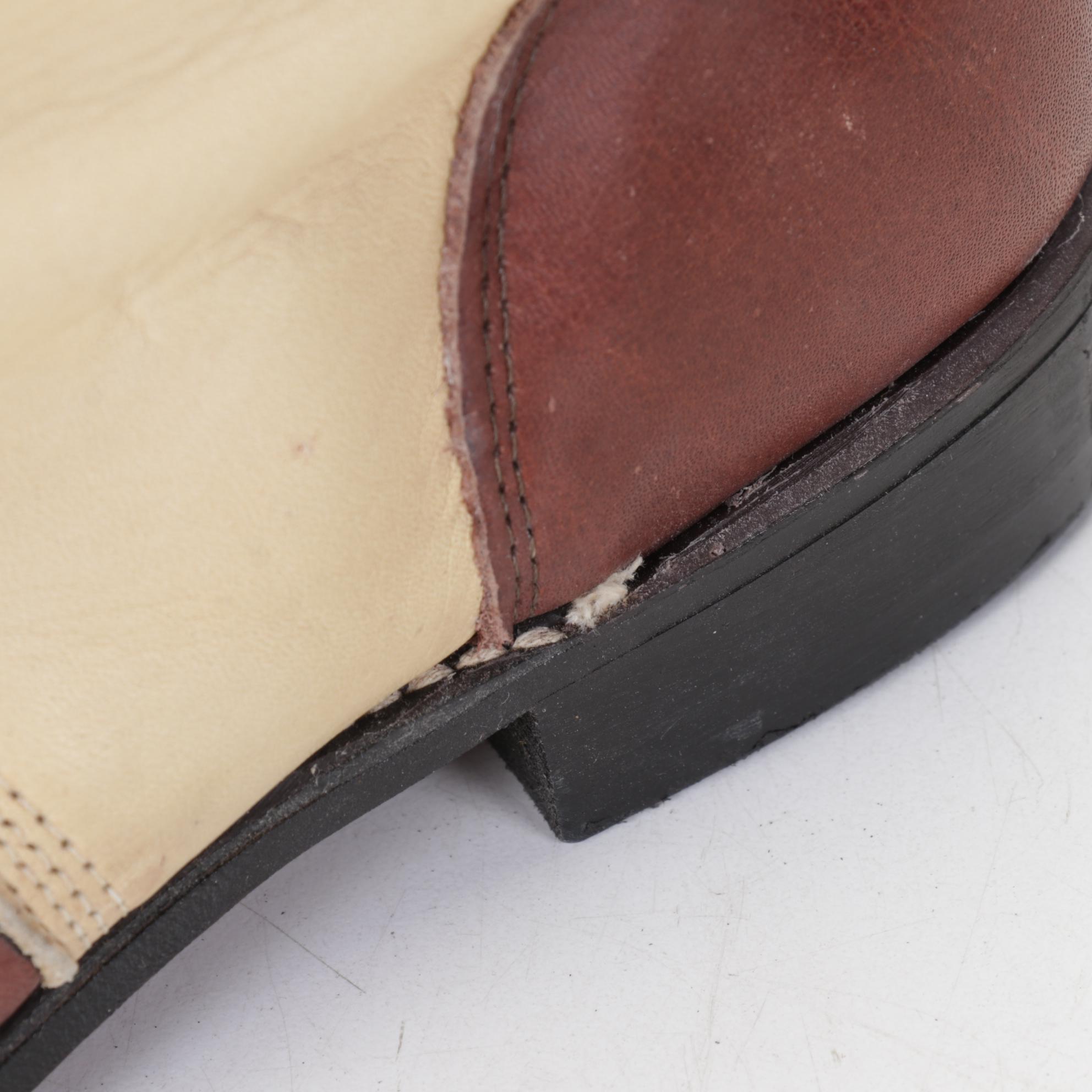 Two-Tone Leather High-Top Boots