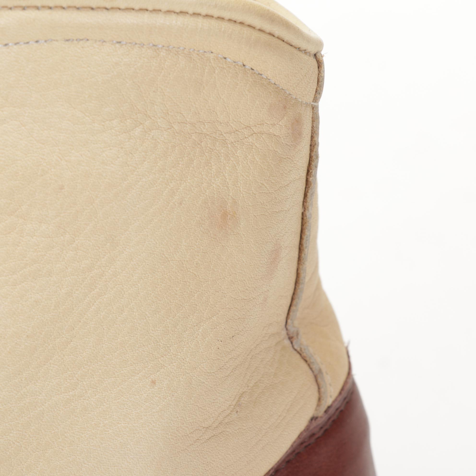 Two-Tone Leather High-Top Boots