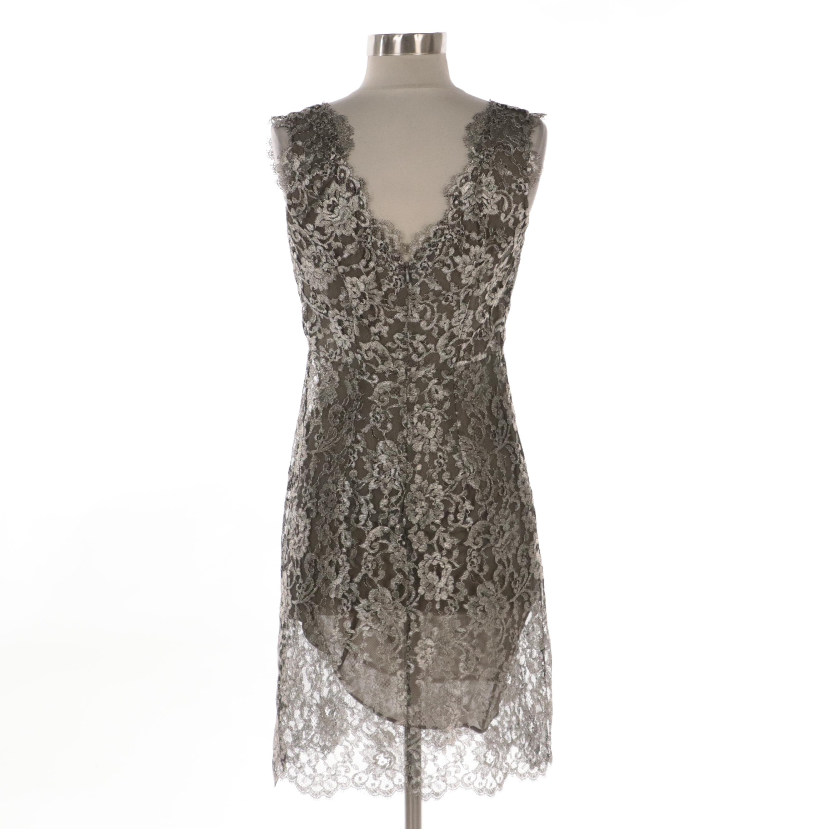 Calvin Klein Collection Metallic Lace Sleeveless Cocktail Dress